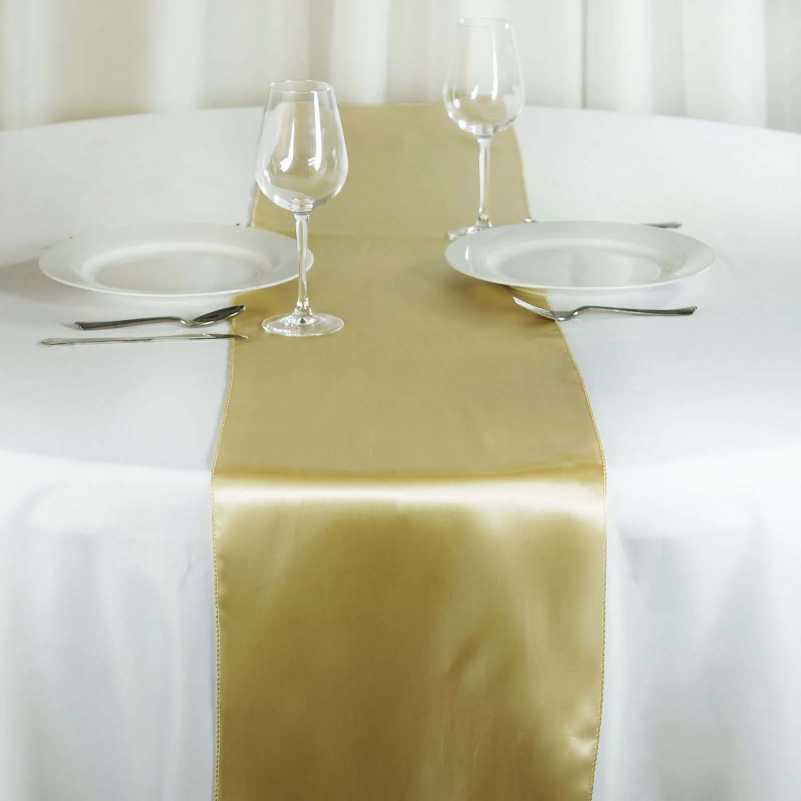 Satin Table Runner 12"x108" Champagne - Stylish Table Linen - Image 2