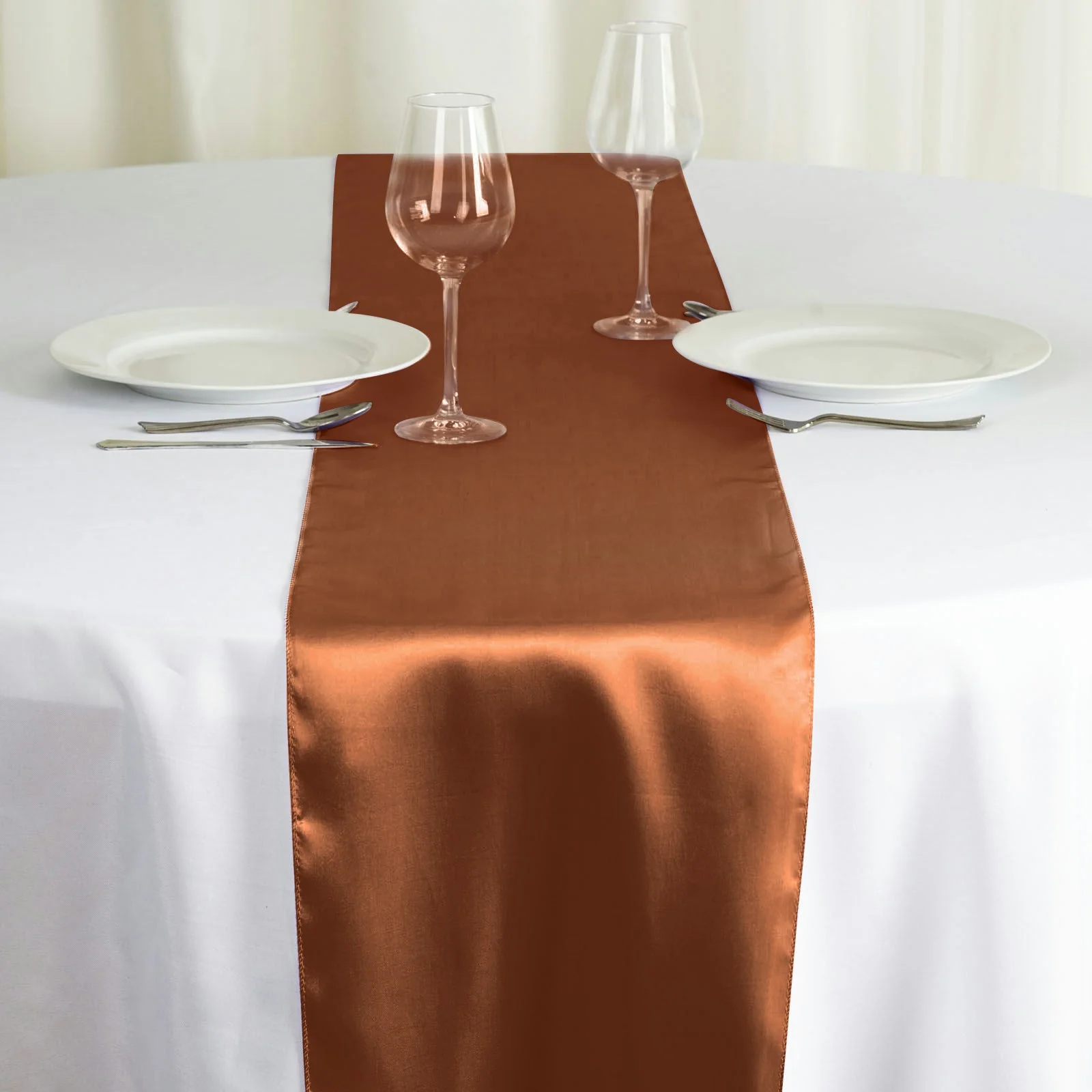 Satin Table Runner 12"x108" Cinnamon Brown - Stylish Table Linen - Image 6