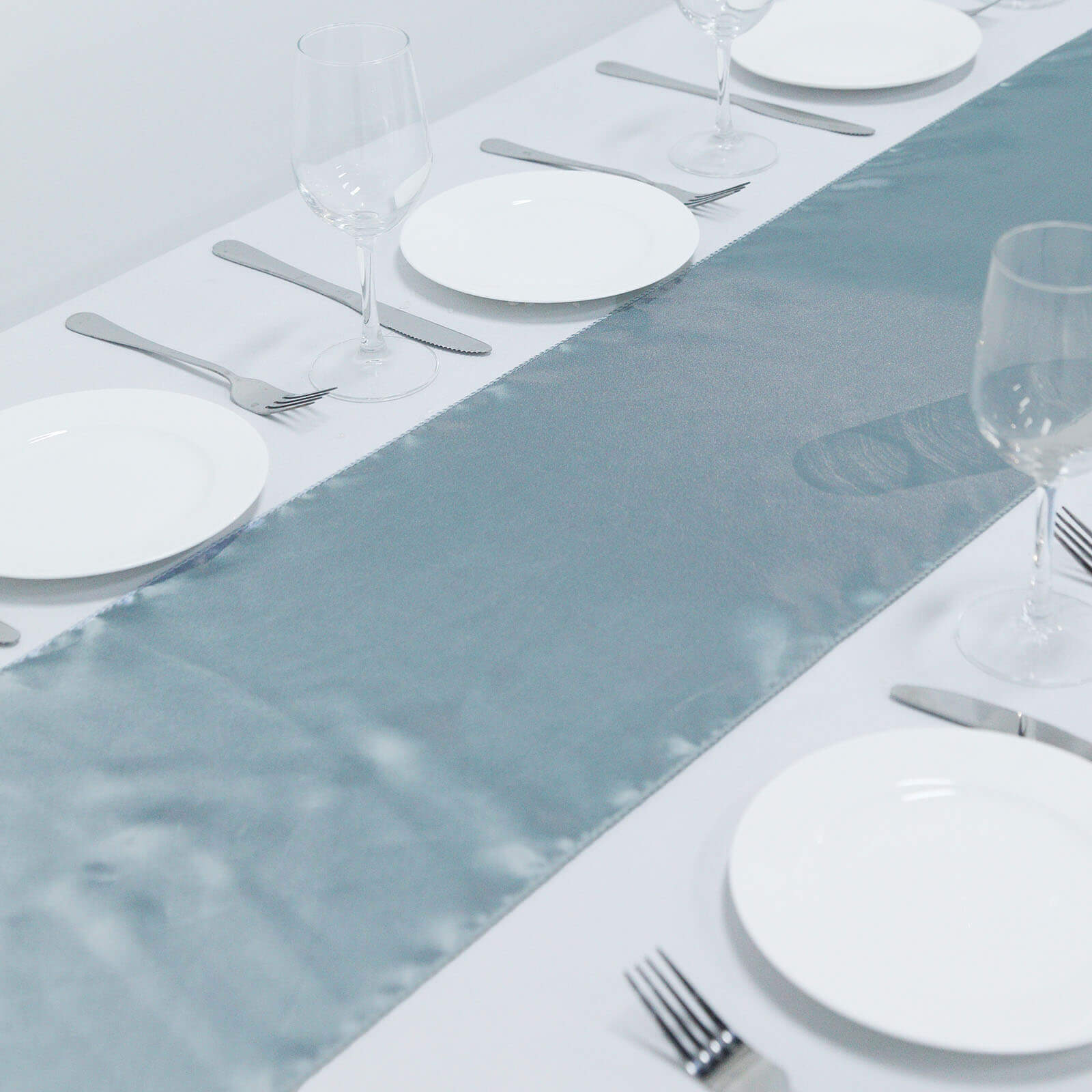 Satin Table Runner 12"x108" Dusty Blue - Stylish Table Linen - Image 6