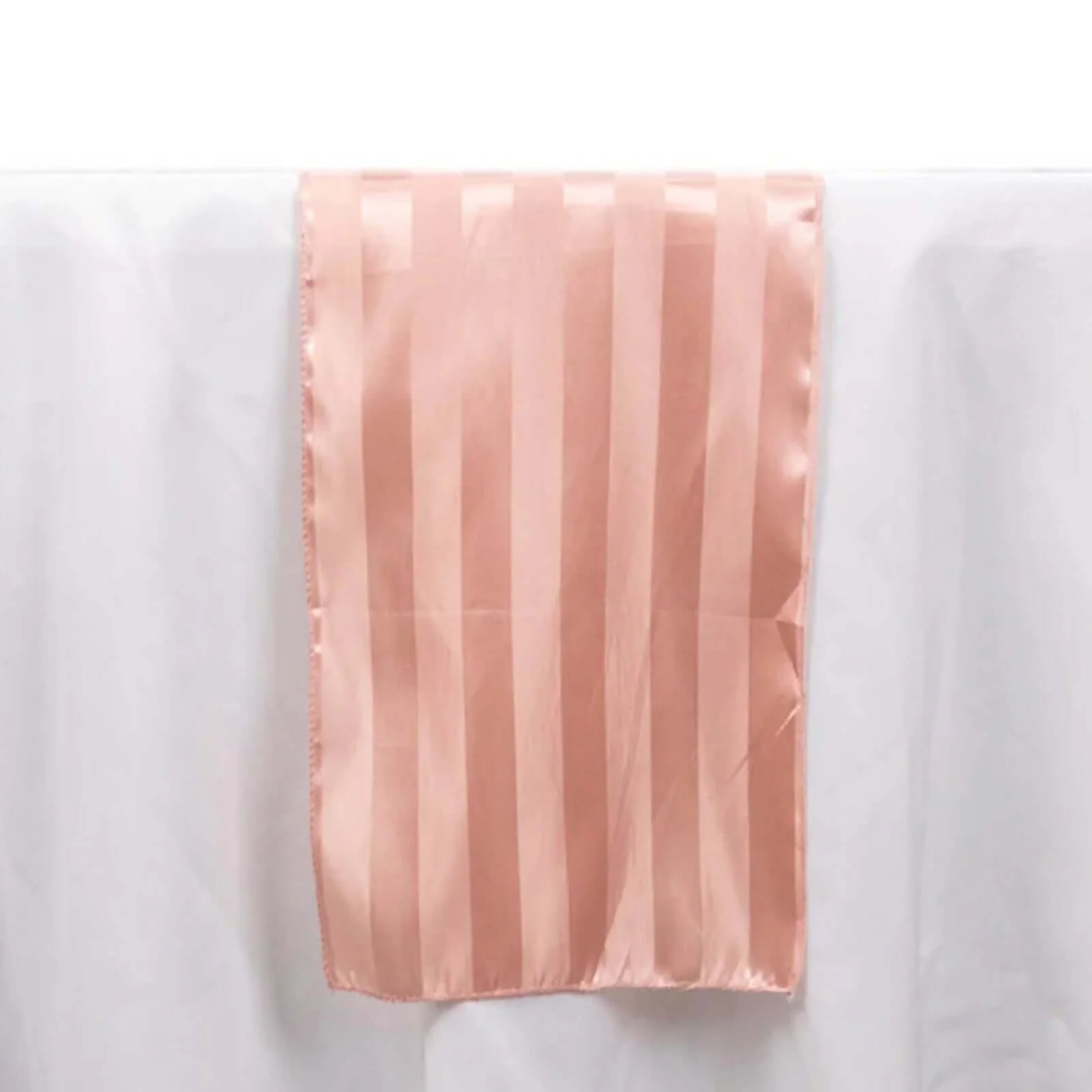 Satin Table Runner 12"x108" Dusty Rose - Stripe Wrinkle Resistant Linen - Image 4