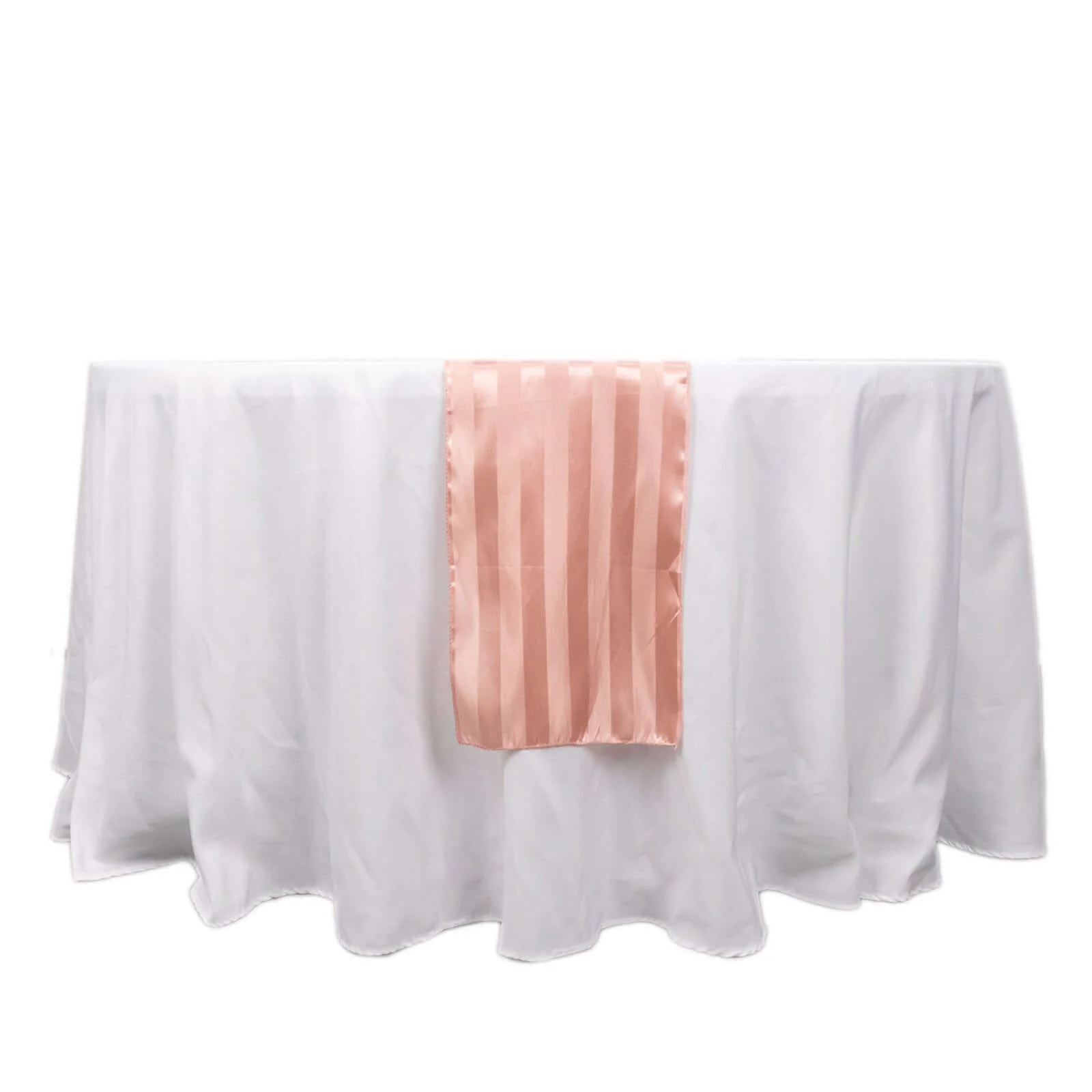 Satin Table Runner 12"x108" Dusty Rose - Stripe Wrinkle Resistant Linen - Image 7