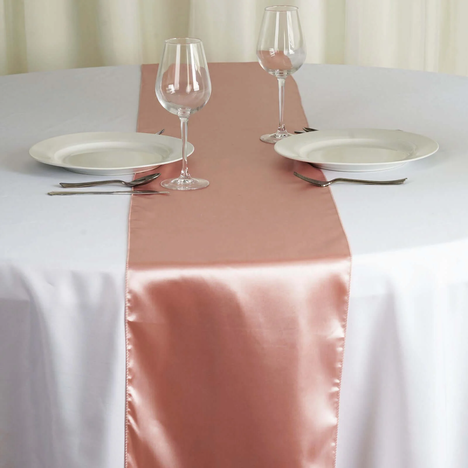 Satin Table Runner 12"x108" Dusty Rose - Stylish Table Linen - Image 2