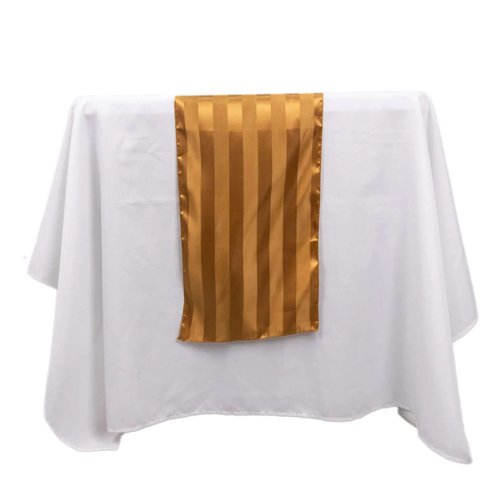 Satin Table Runner 12"x108" Gold - Stripe Wrinkle Resistant Linen - Image 10