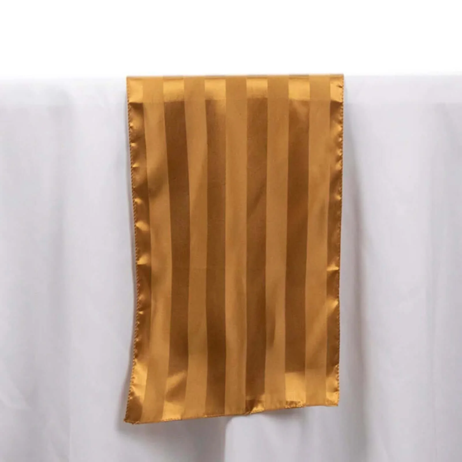 Satin Table Runner 12"x108" Gold - Stripe Wrinkle Resistant Linen - Image 4