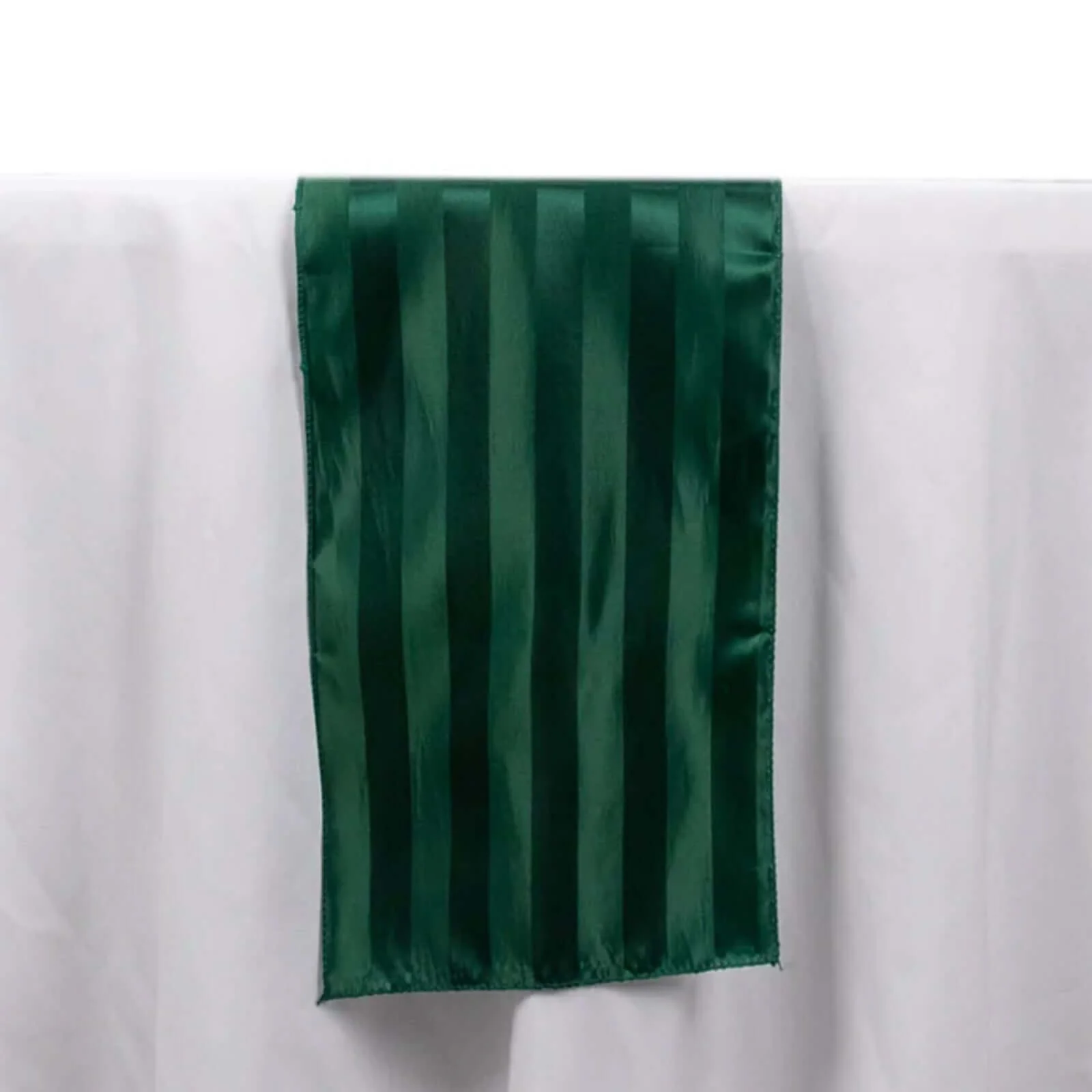 Satin Table Runner 12"x108" Hunter Emerald Green - Stripe Wrinkle Resistant Linen - Image 4