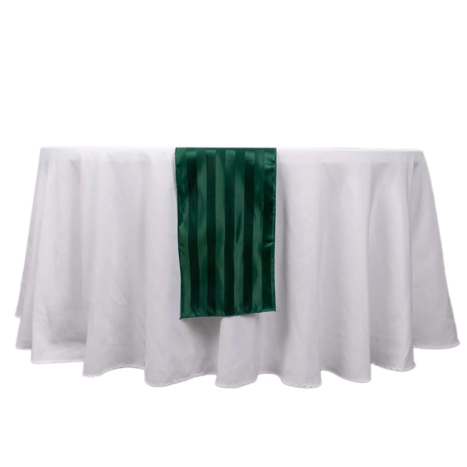 Satin Table Runner 12"x108" Hunter Emerald Green - Stripe Wrinkle Resistant Linen - Image 7