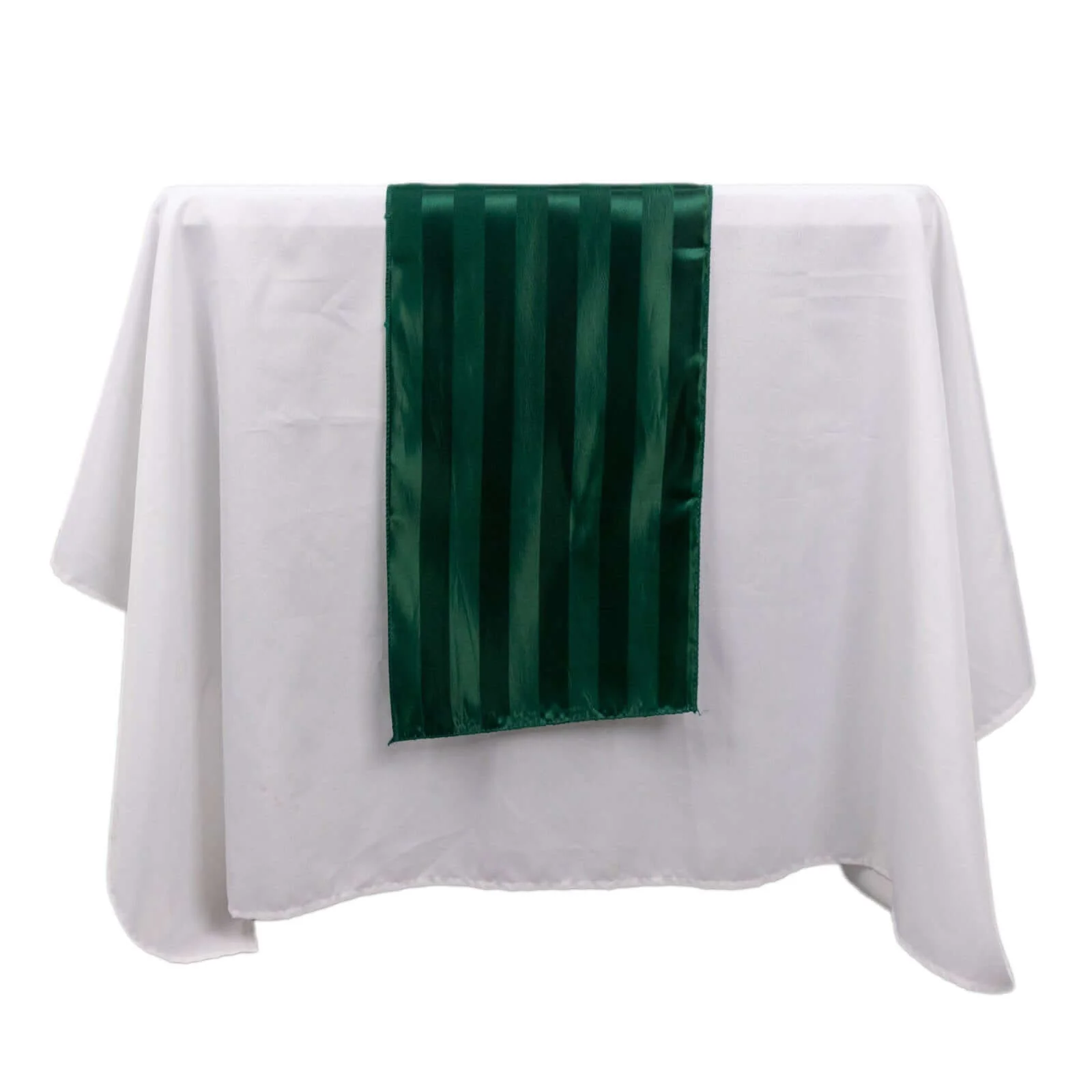 Satin Table Runner 12"x108" Hunter Emerald Green - Stripe Wrinkle Resistant Linen - Image 9