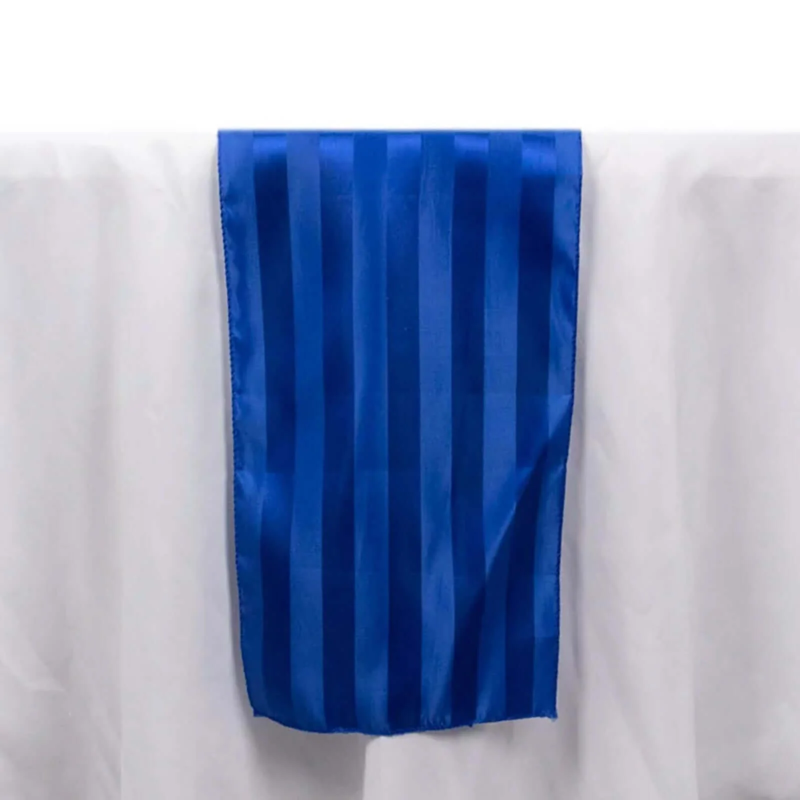 Satin Table Runner 12"x108" Royal Blue - Stripe Wrinkle Resistant Linen - Image 4