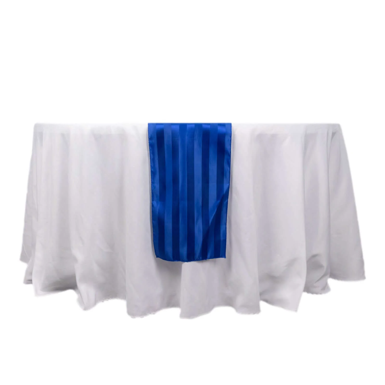 Satin Table Runner 12"x108" Royal Blue - Stripe Wrinkle Resistant Linen - Image 7