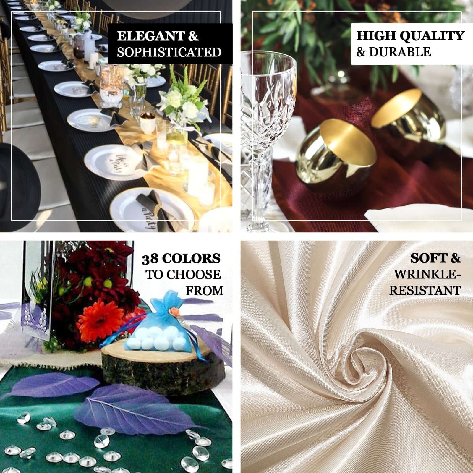 Satin Table Runner 12"x108" Silver - Stylish Table Linen - Image 4
