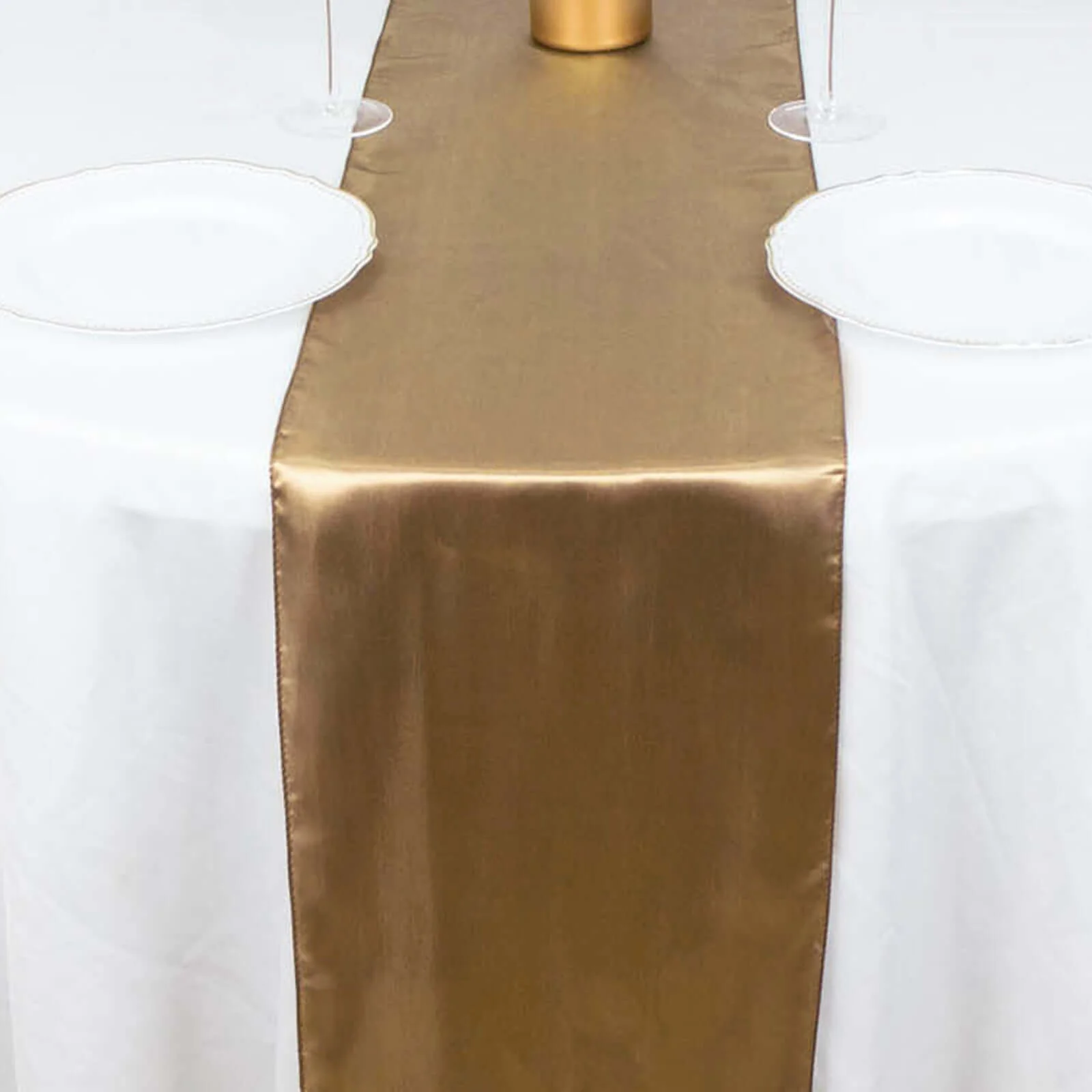 Satin Table Runner 12"x108" Taupe - Stylish Table Linen - Image 8
