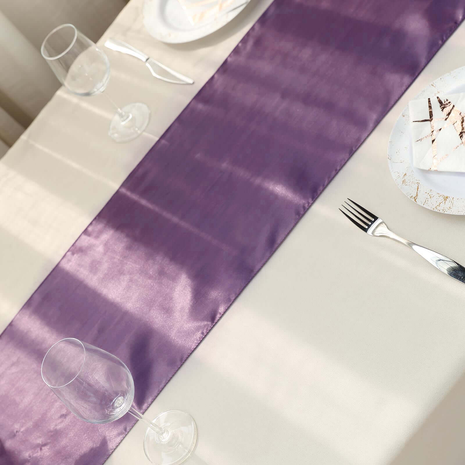 Satin Table Runner 12"x108" Violet Amethyst - Stylish Table Linen - Image 6