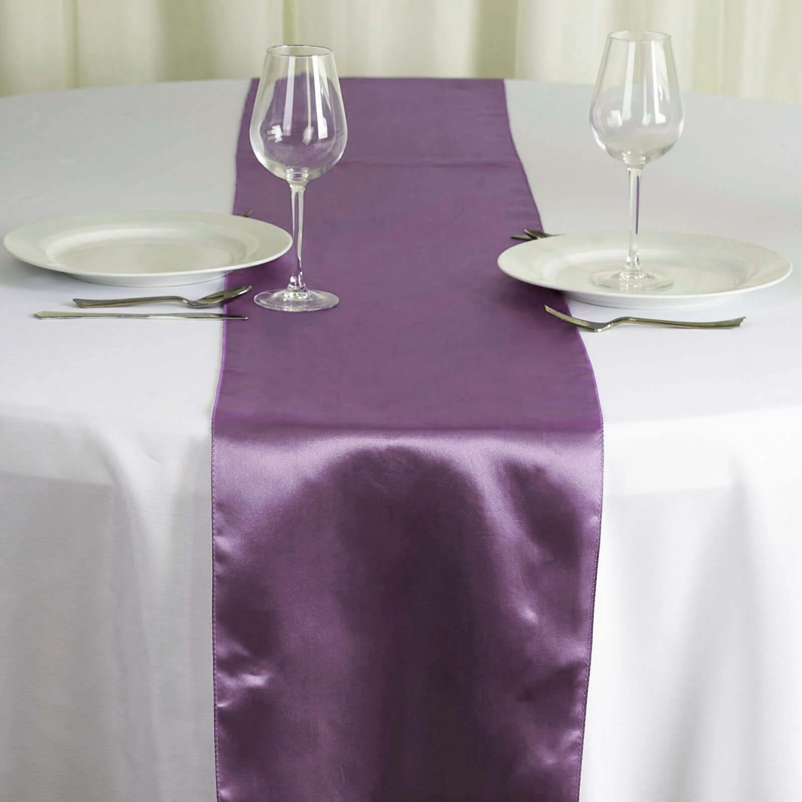 Satin Table Runner 12"x108" Violet Amethyst - Stylish Table Linen - Image 8