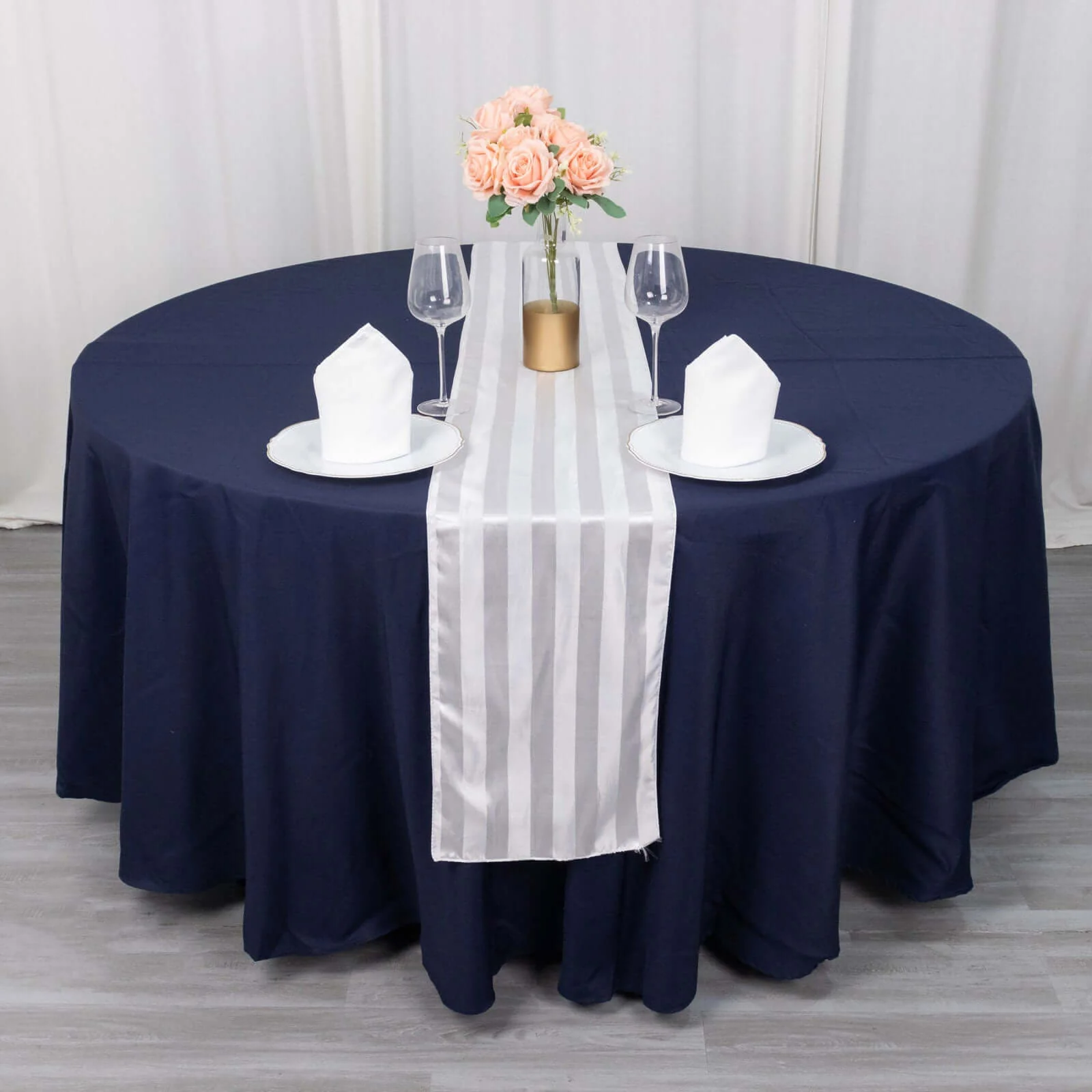 Satin Table Runner 12"x108" White - Stripe Classic Wedding & Event Table Decor - Image 3