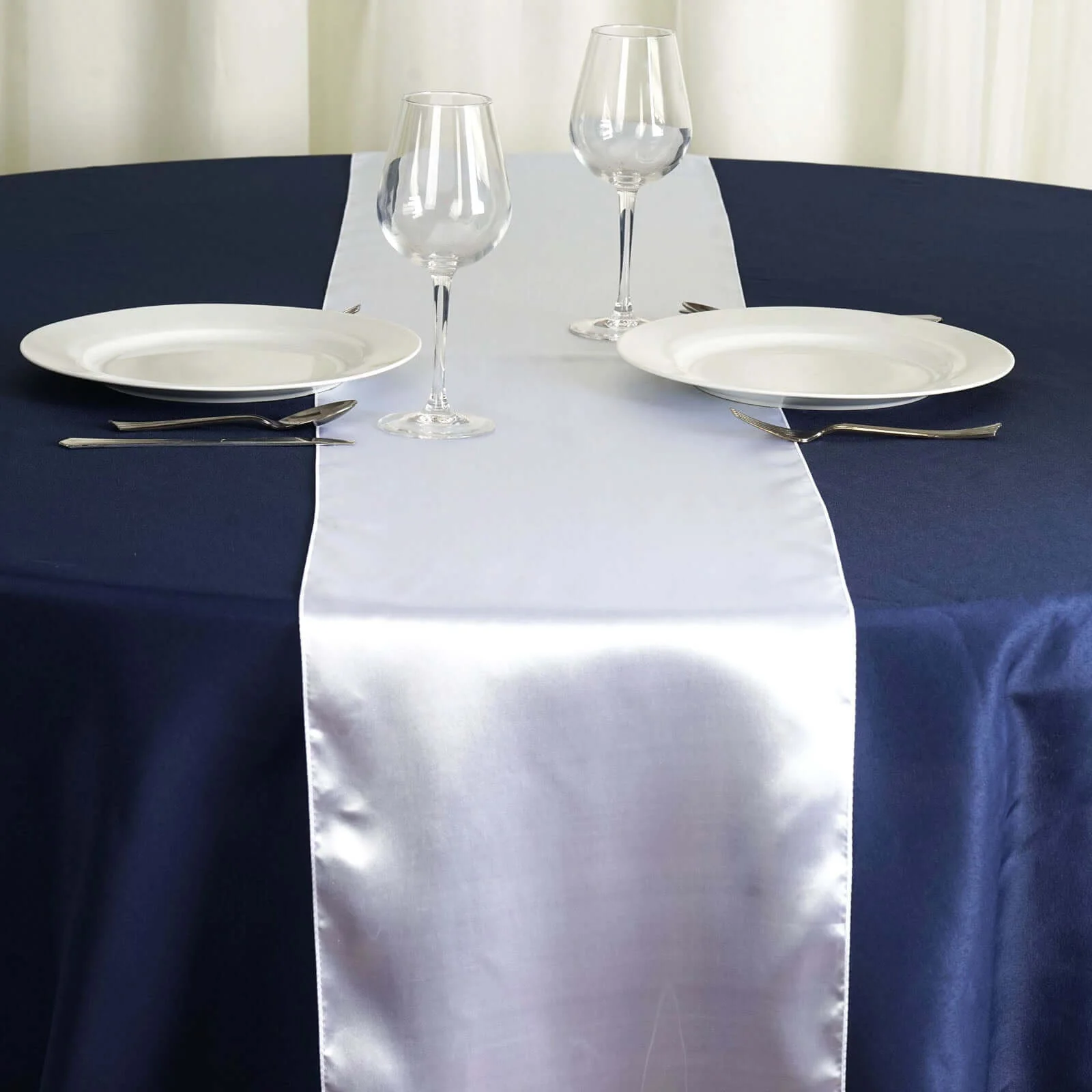 Satin Table Runner 12"x108" White - Stylish Table Decor for Weddings & Events - Image 2