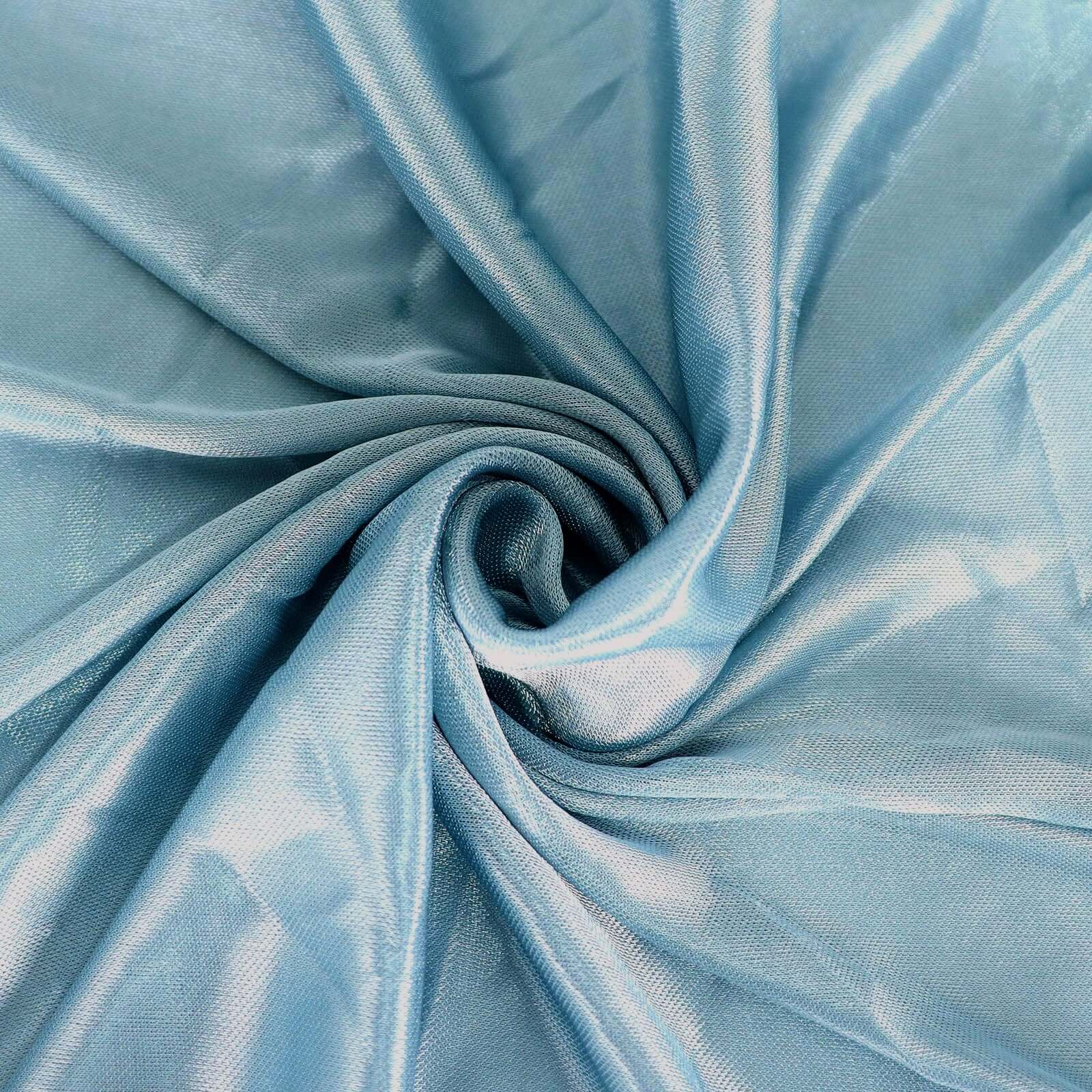 Satin Table Skirt 14ft Dusty Blue - Pleated Double Drape Table Cover - Image 8