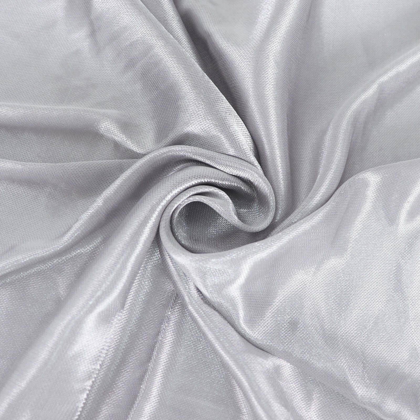 Satin Table Skirt 14ft Silver - Pleated Double Drape Table Cover - Image 8
