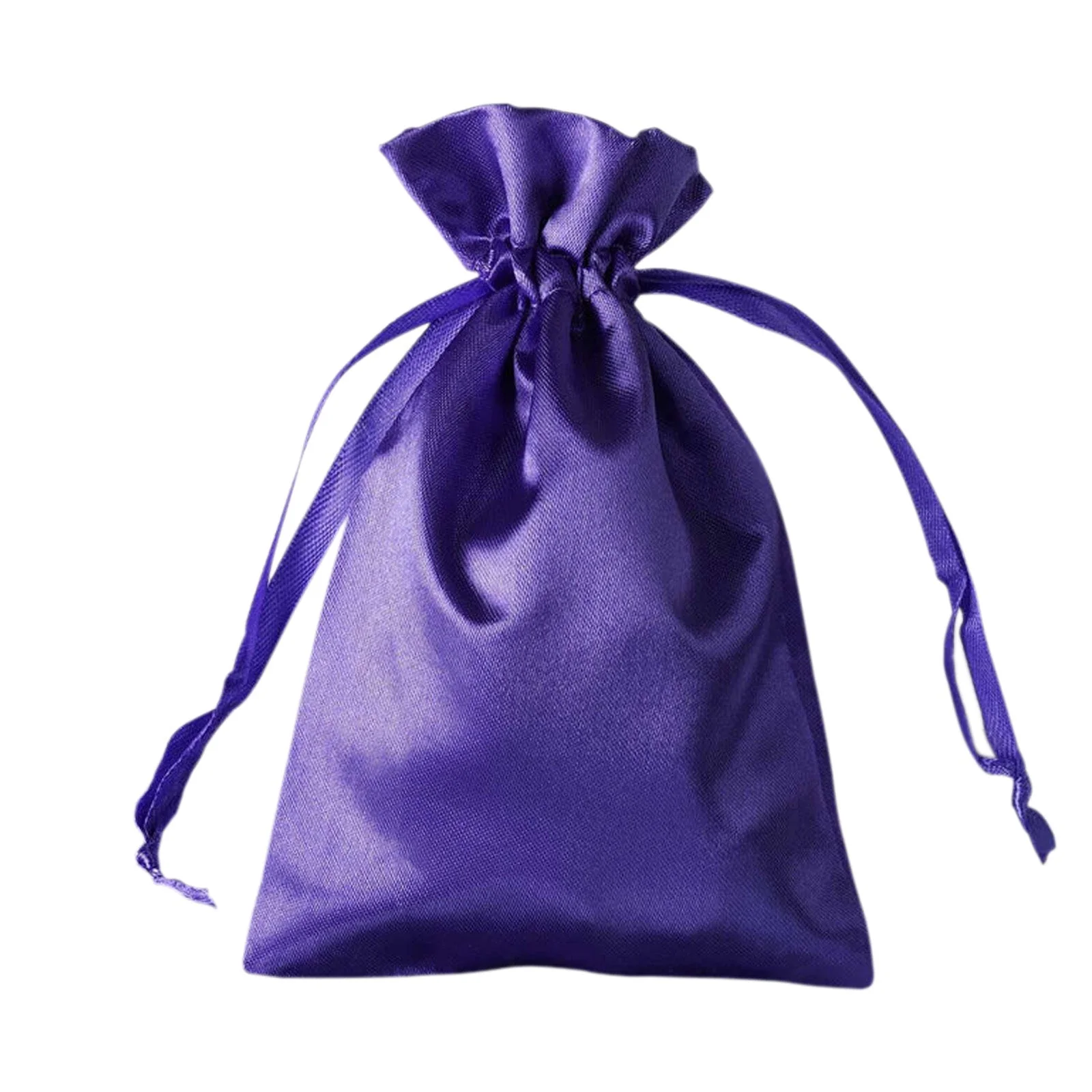 60 Pack Purple Satin Wedding Party Favor Bags, Drawstring Pouch Gift Bags 4"x6" - Image 2