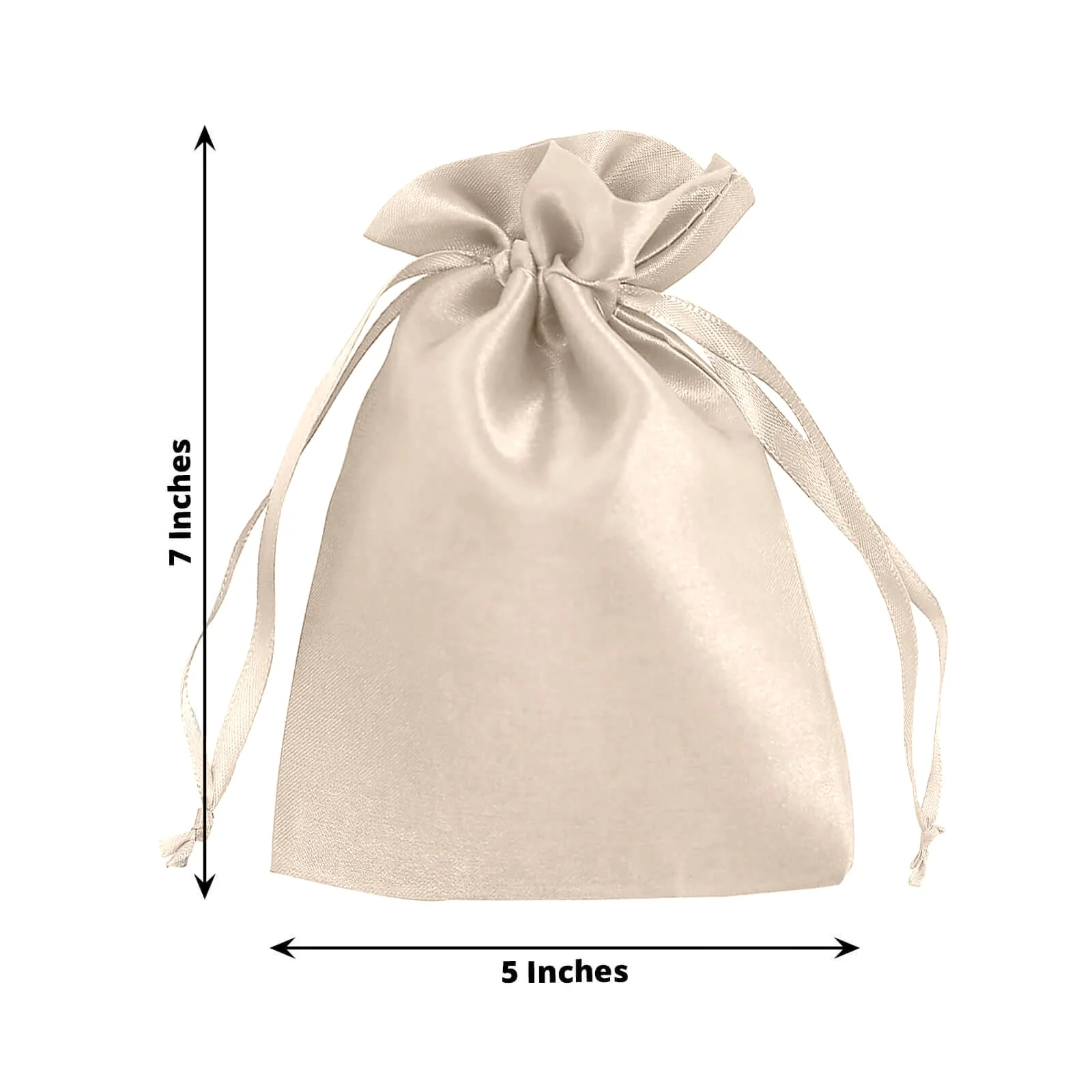 60 Pack Beige Satin Drawstring Wedding Party Favor Gift Bags 5"x7" - Image 2