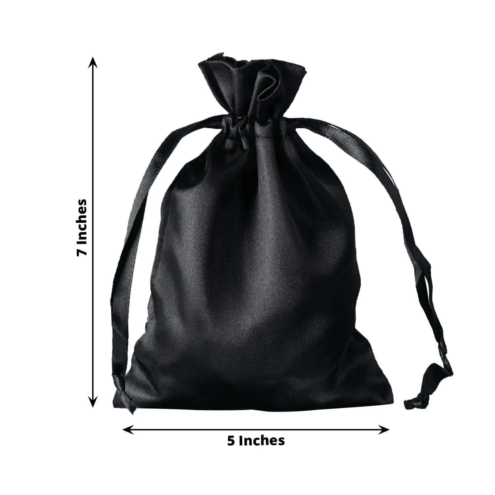 60 Pack Black Satin Drawstring Wedding Party Favor Gift Bags 5"x7" - Image 3