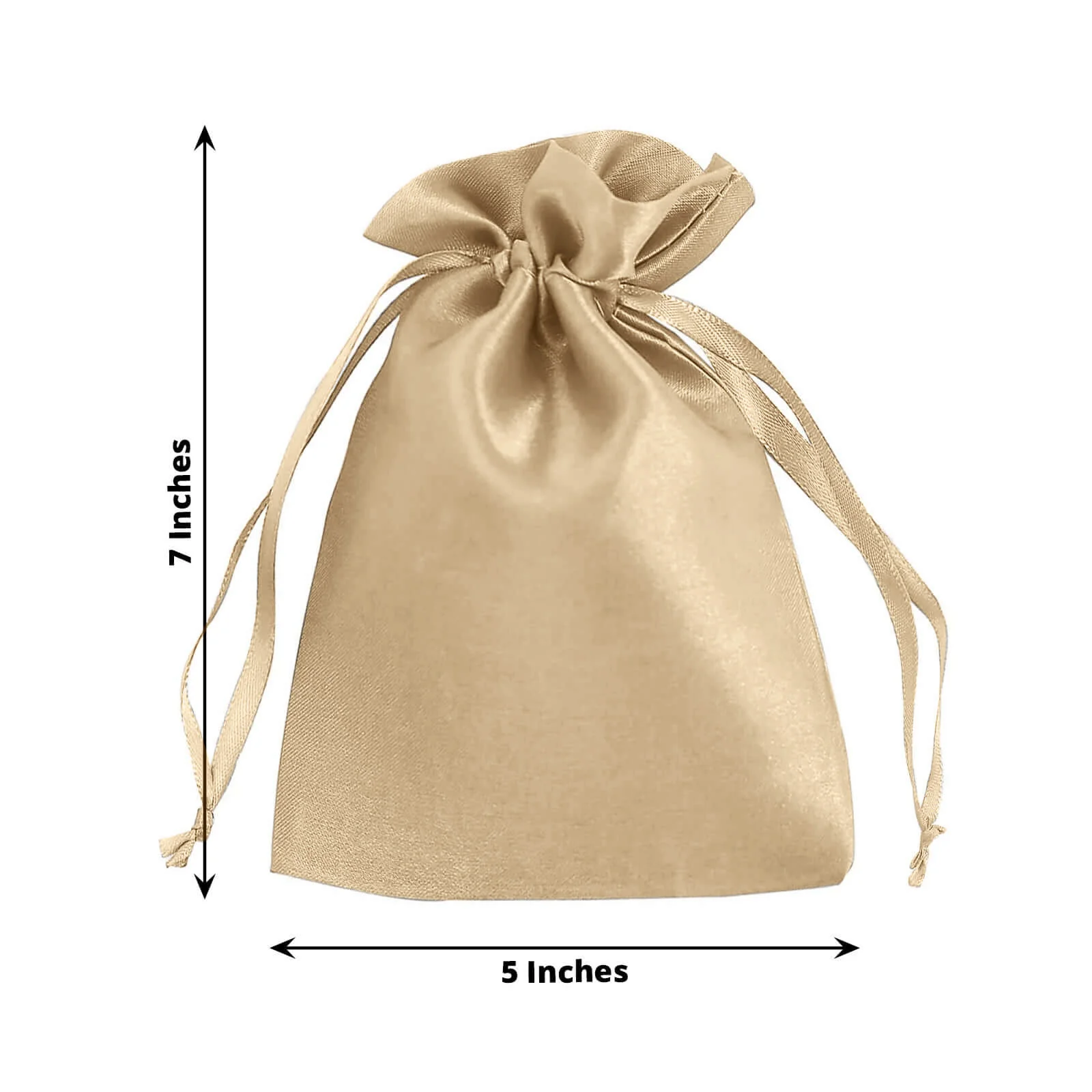 60 Pack Champagne Satin Drawstring Wedding Party Favor Gift Bags 5"x7" - Image 3