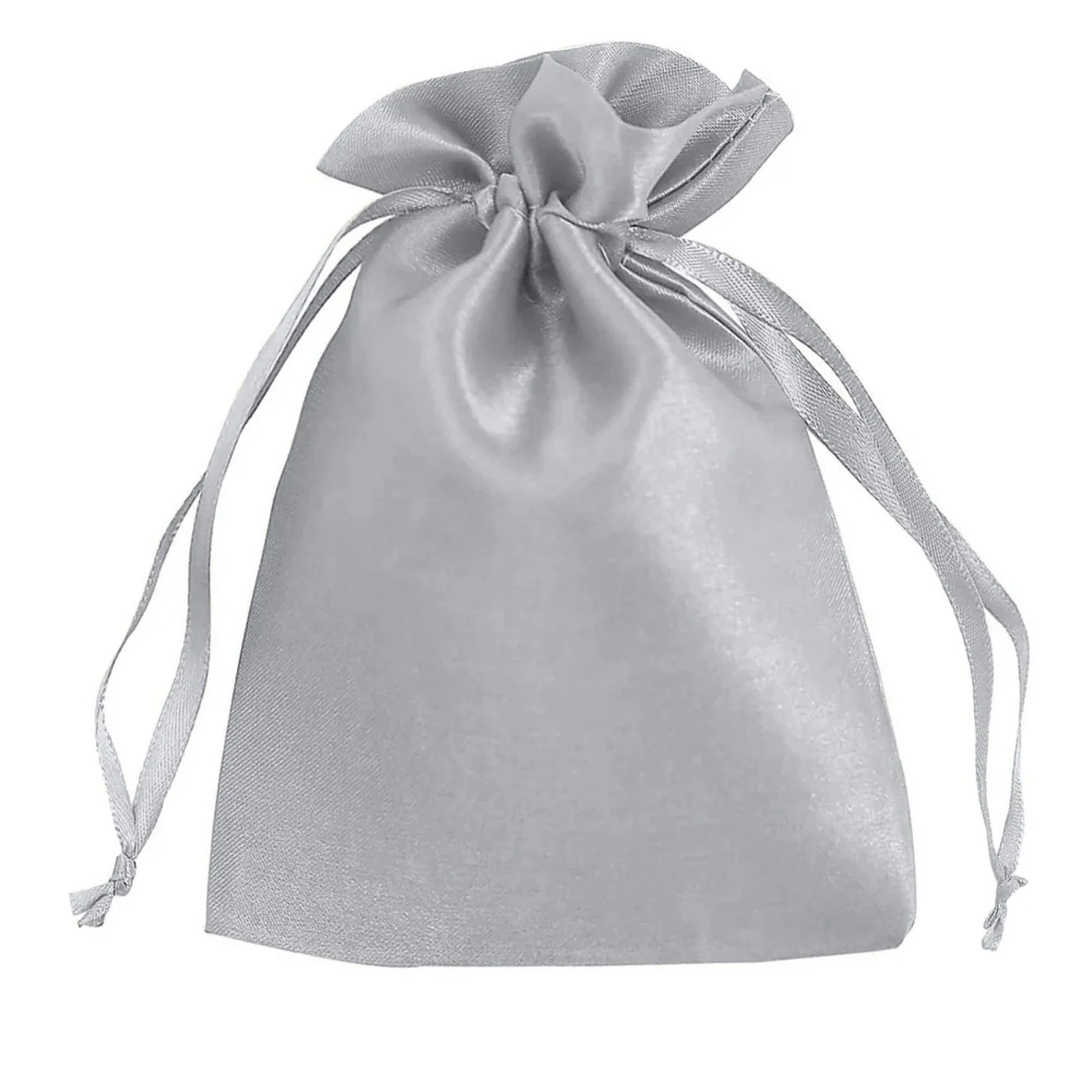 60 Pack Silver Satin Drawstring Wedding Party Favor Gift Bags 5"x7" - Image 2
