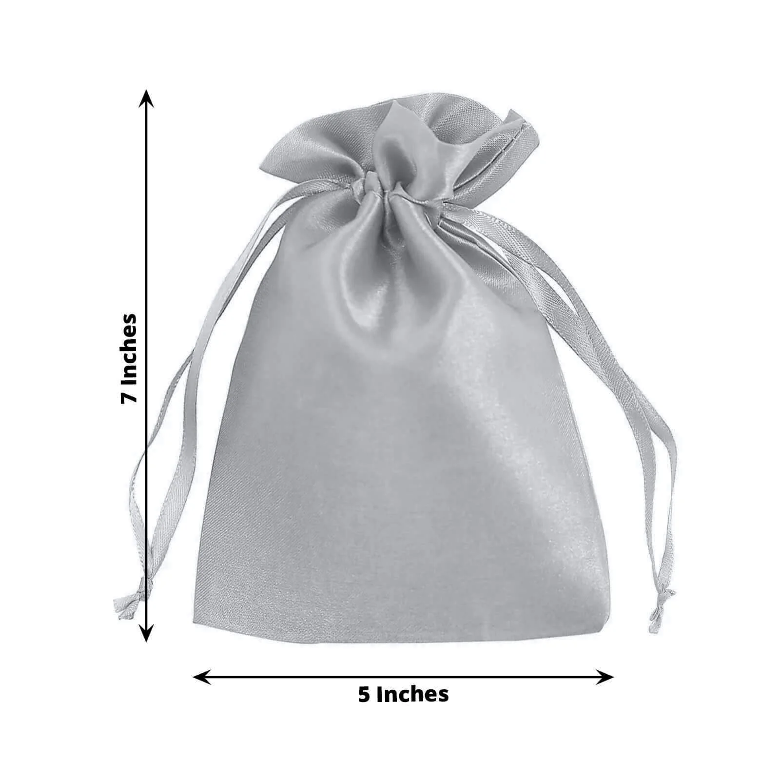 60 Pack Silver Satin Drawstring Wedding Party Favor Gift Bags 5"x7" - Image 3