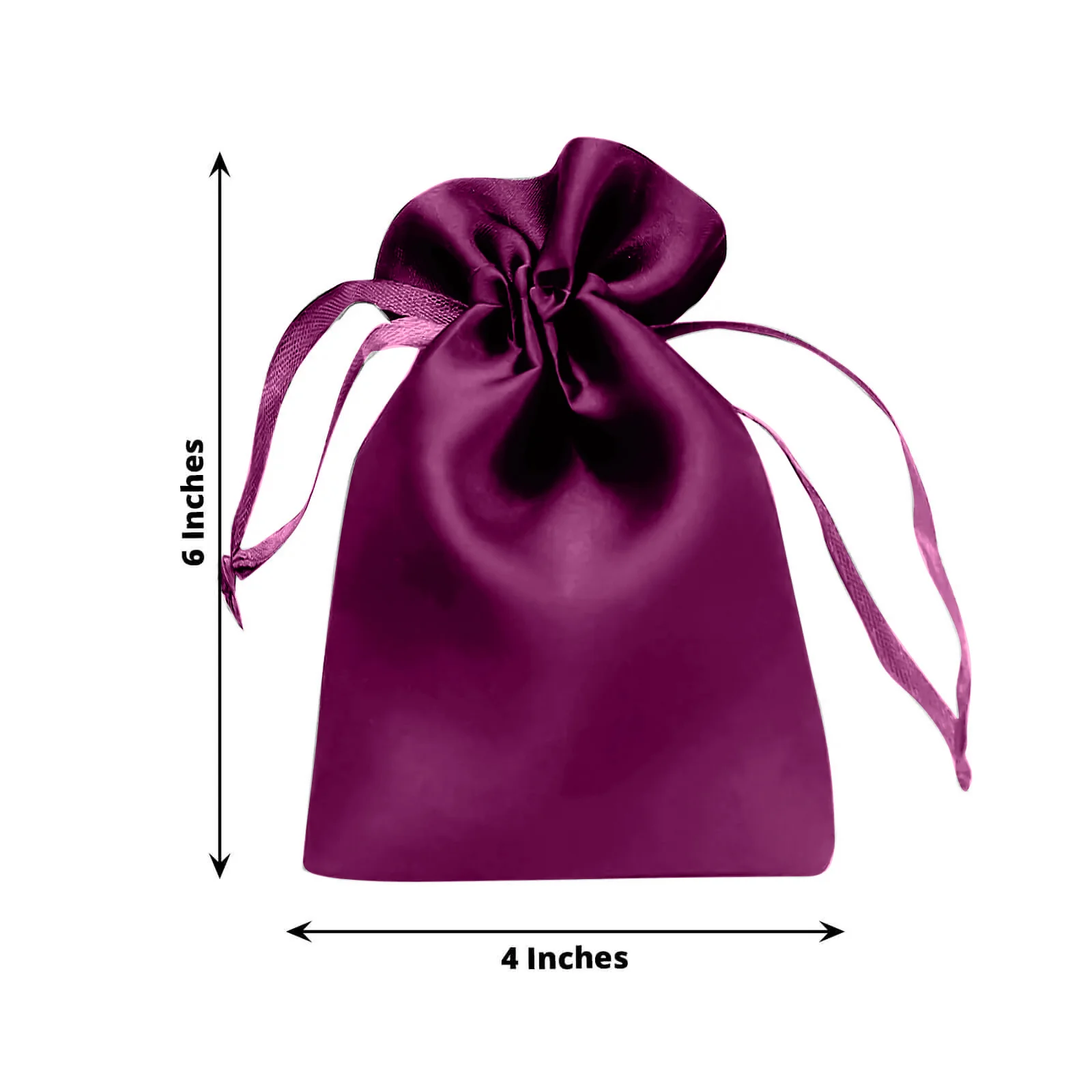 60 Pack Eggplant Satin Wedding Party Favor Bags, Drawstring Pouch Gift Bags 4"x6" - Image 3