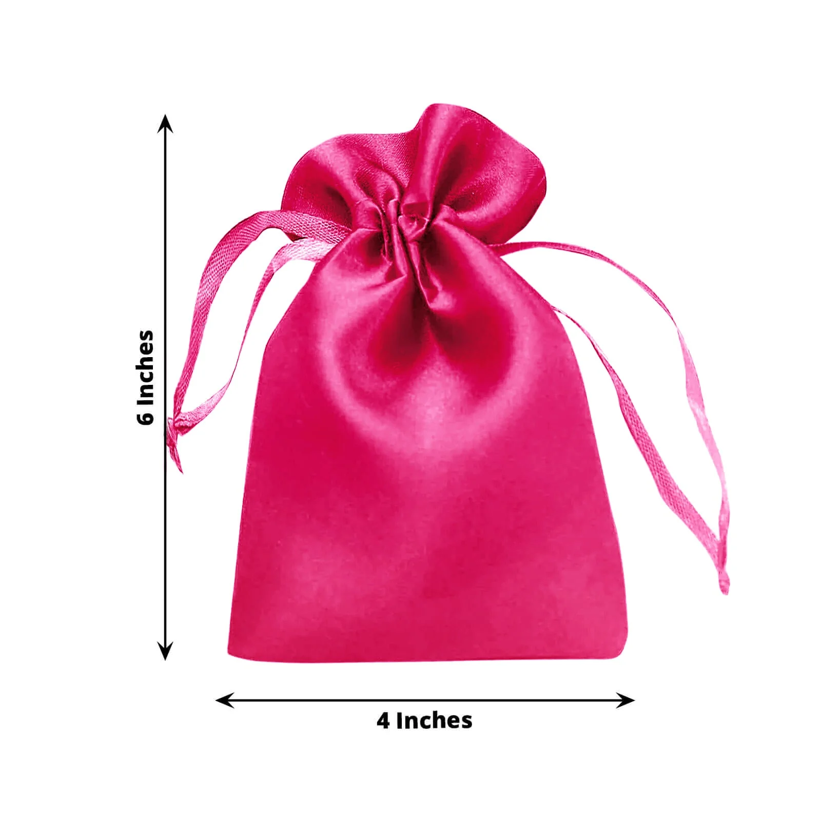 60 Pack Fuchsia Satin Wedding Party Favor Bags, Drawstring Pouch Gift Bags 4"x6" - Image 8