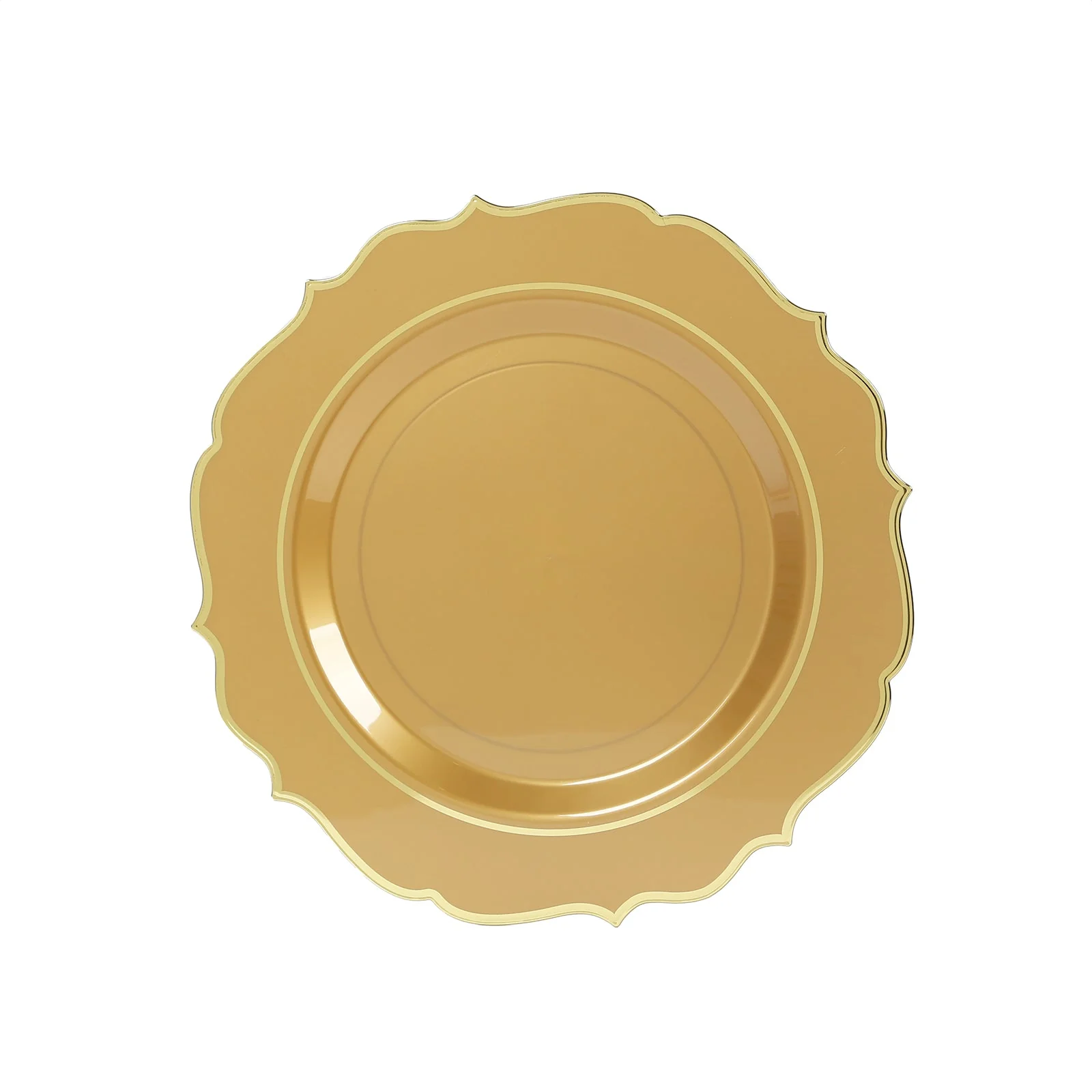 10-Pack Economy Plastic Charger Plates 13" Round Gold with Scalloped Rim - Decorative Dinner Party Serving Plates - Image 8