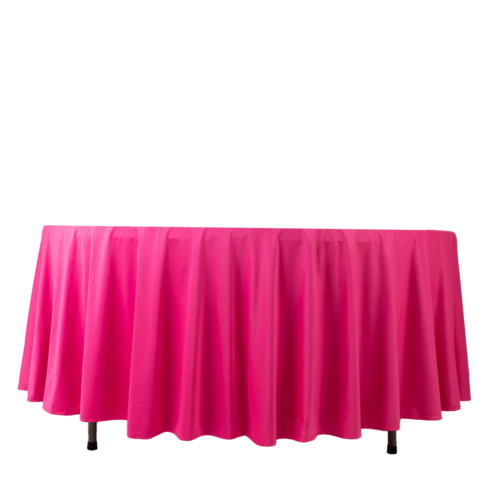 Scuba Round Tablecloth 108" Fuchsia - Wrinkle Free Table Cover - Image 6