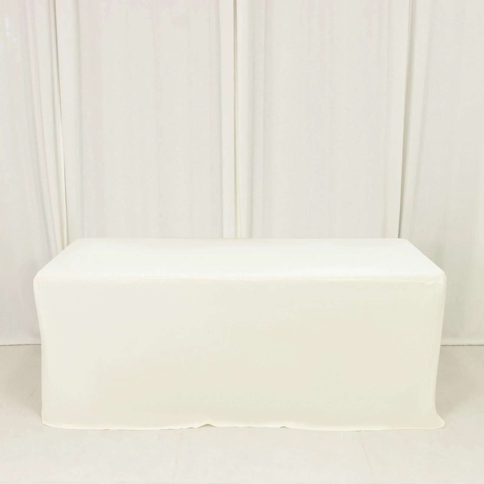 Scuba Rectangular Fitted Tablecloth 6ft Ivory – Wrinkle-Free, Stain Resistant