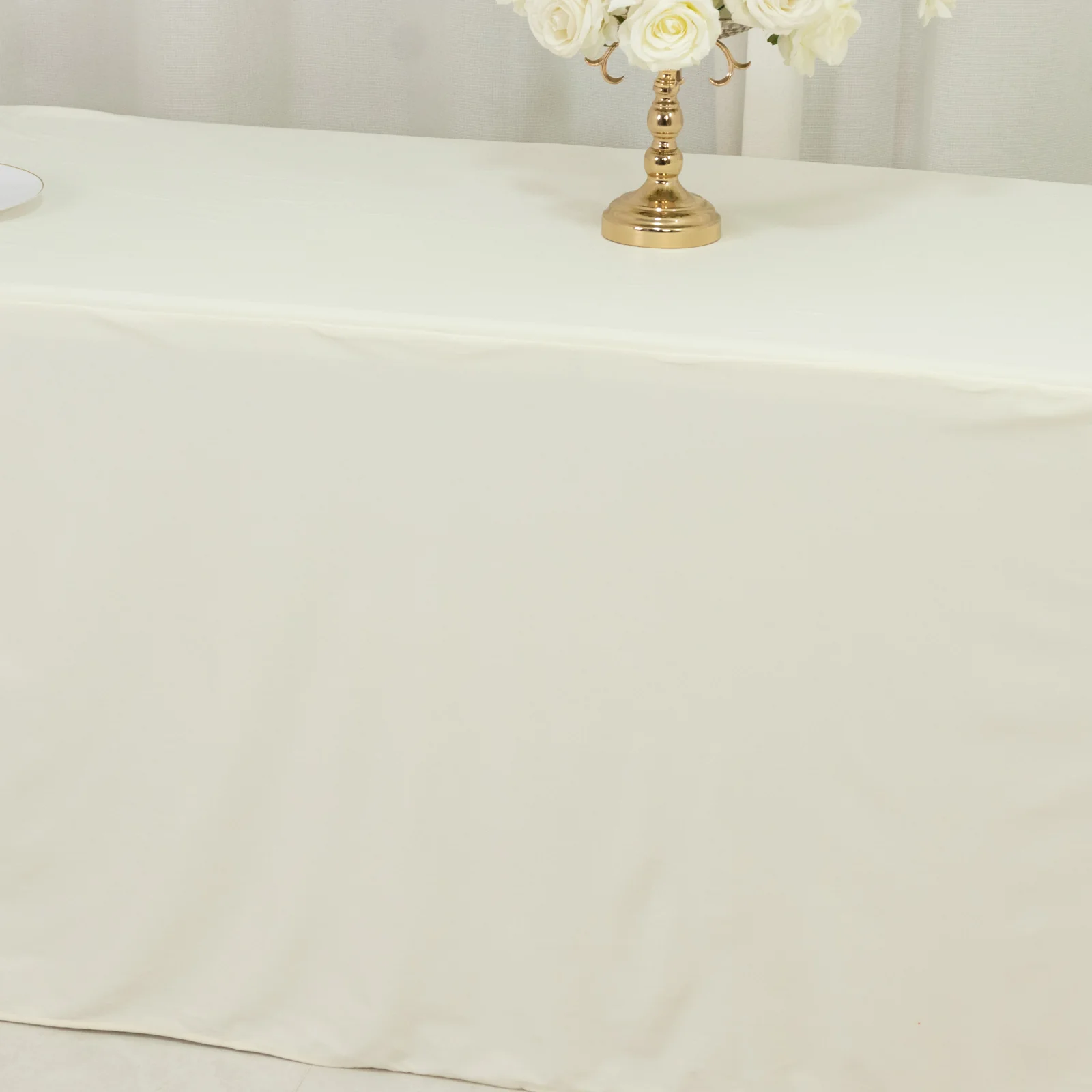 Scuba Rectangular Fitted Tablecloth 8ft Ivory – Wrinkle-Free, Stain Resistant - Image 8