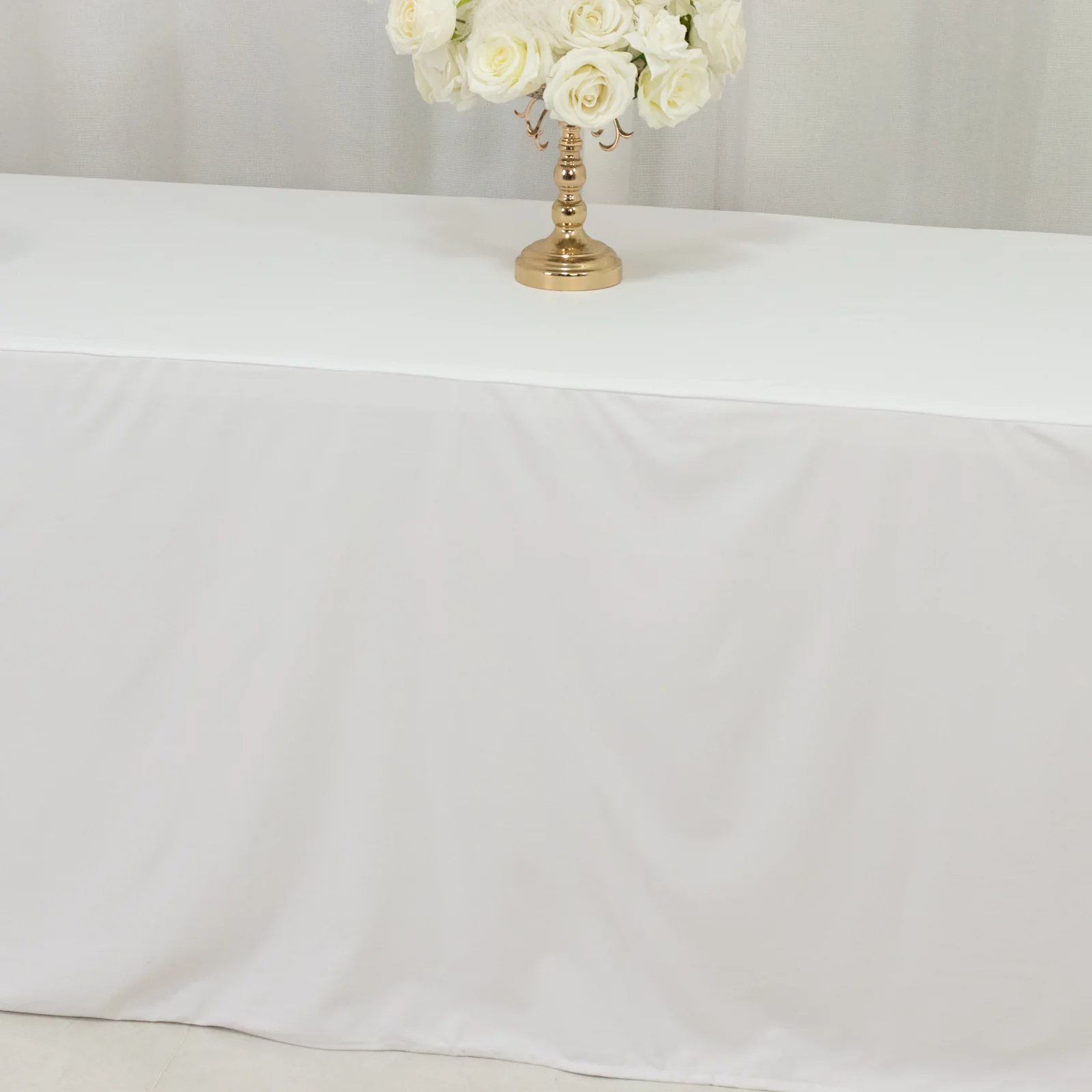 Scuba Rectangular Fitted Tablecloth 8ft White – Wrinkle-Free, Stain Resistant - Image 8
