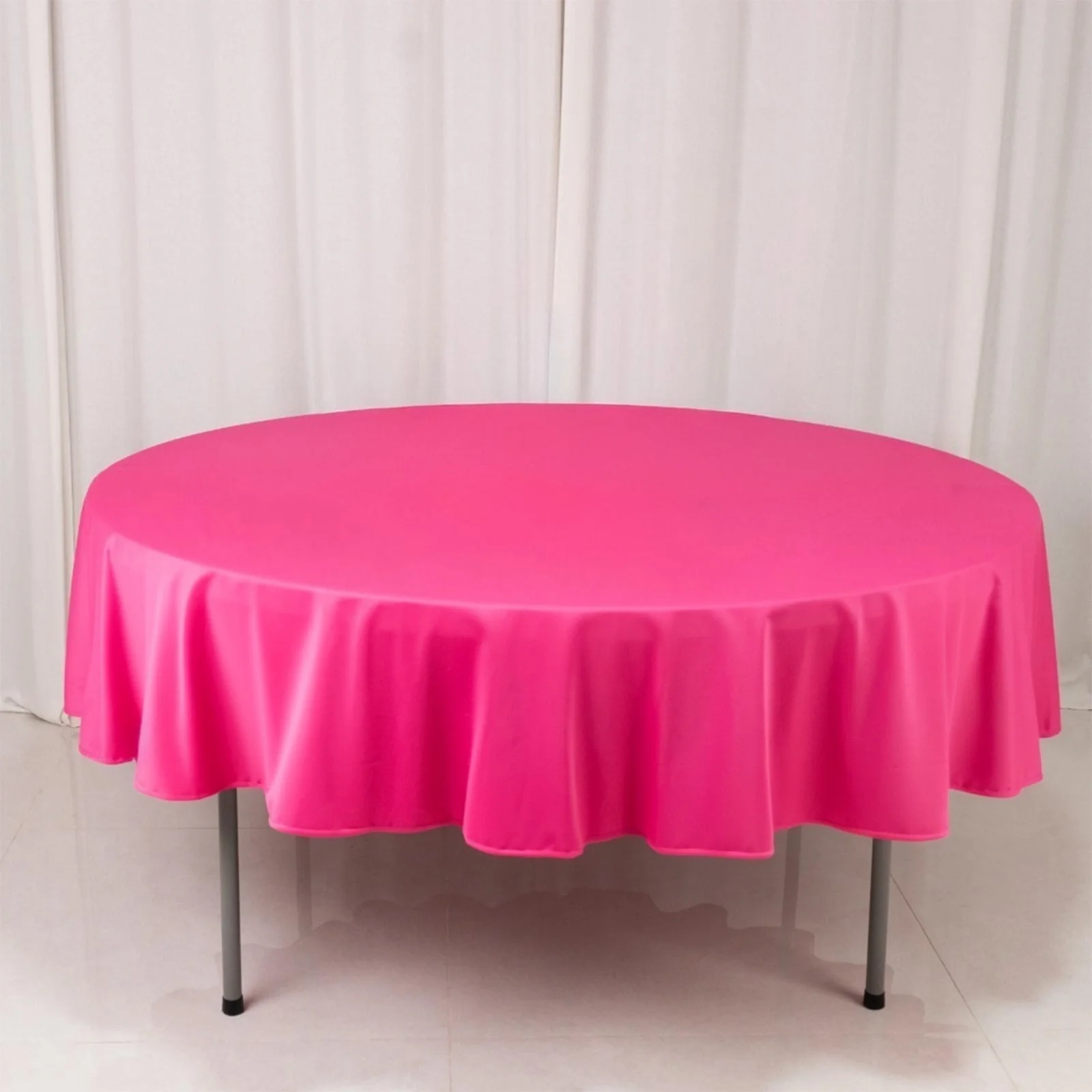 Scuba Round Tablecloth 90" Fuchsia - Wrinkle Free Table Cover