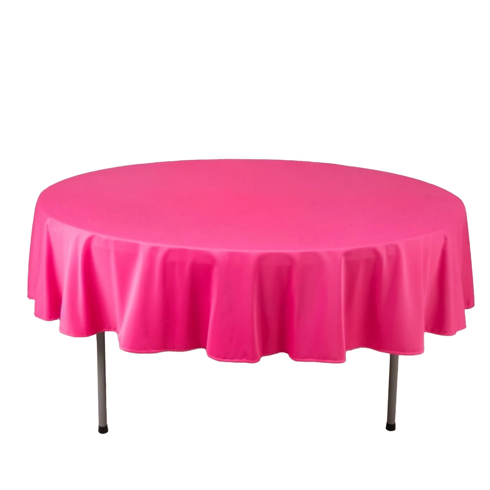 Scuba Round Tablecloth 90" Fuchsia - Wrinkle Free Table Cover - Image 3