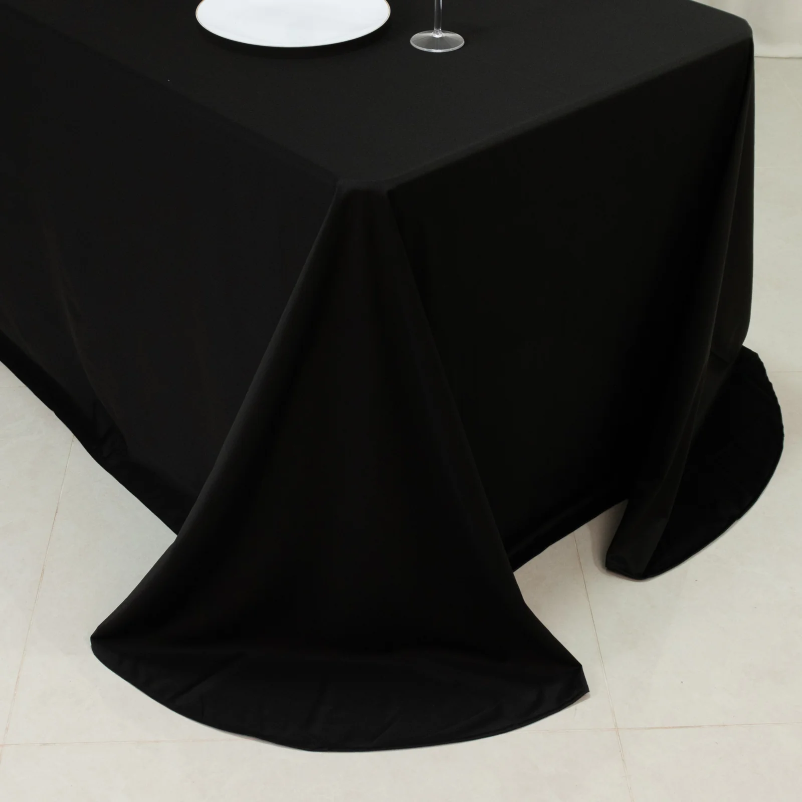 Scuba Rectangular Tablecloth 90"x132" Black with Rounded Corners – Wrinkle Free, Stain Resistant, Seamless Table Cover - Image 2