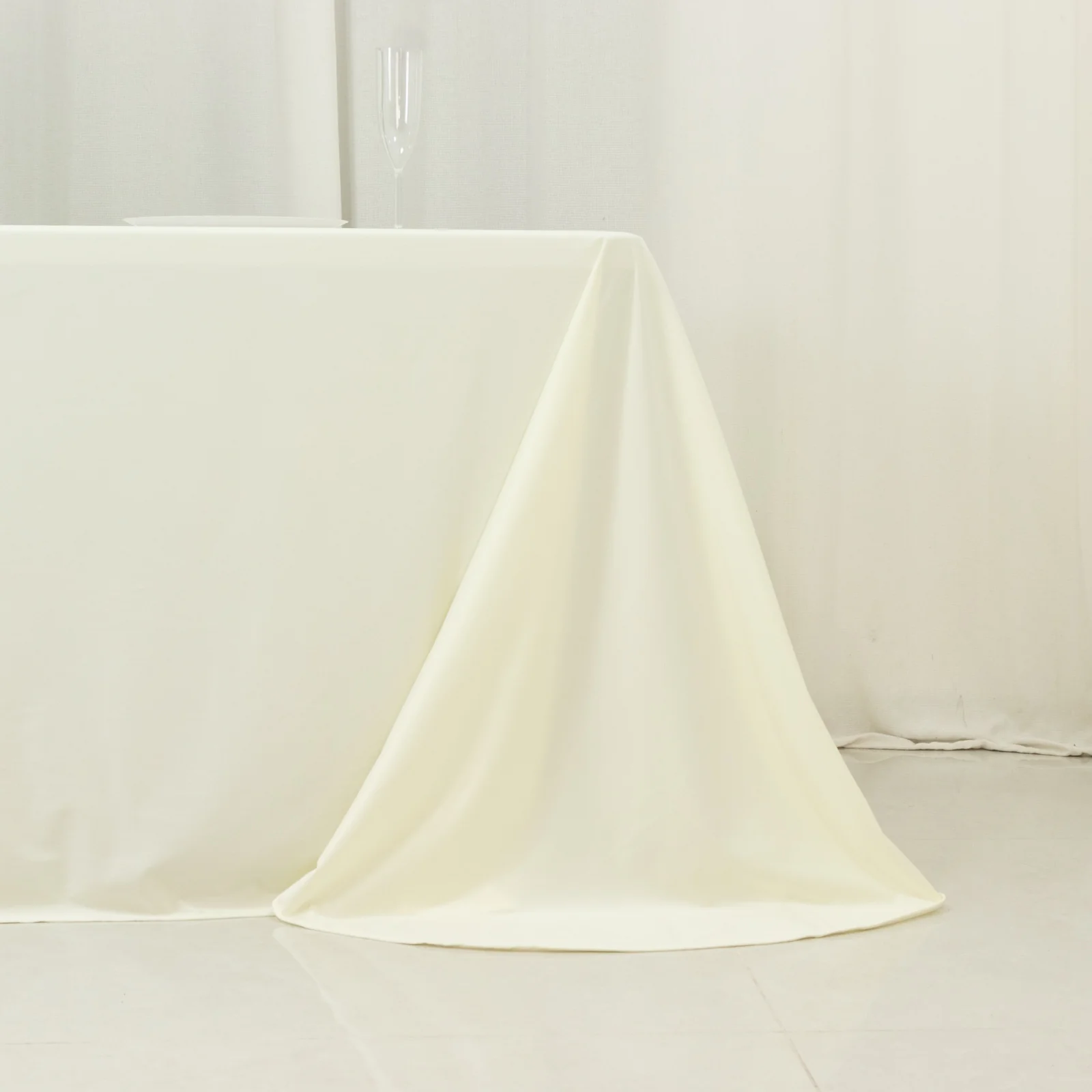 Scuba Rectangular Tablecloth 90"x156" Ivory with Rounded Corners – Wrinkle Free, Stain Resistant, Seamless Table Cover - Image 2
