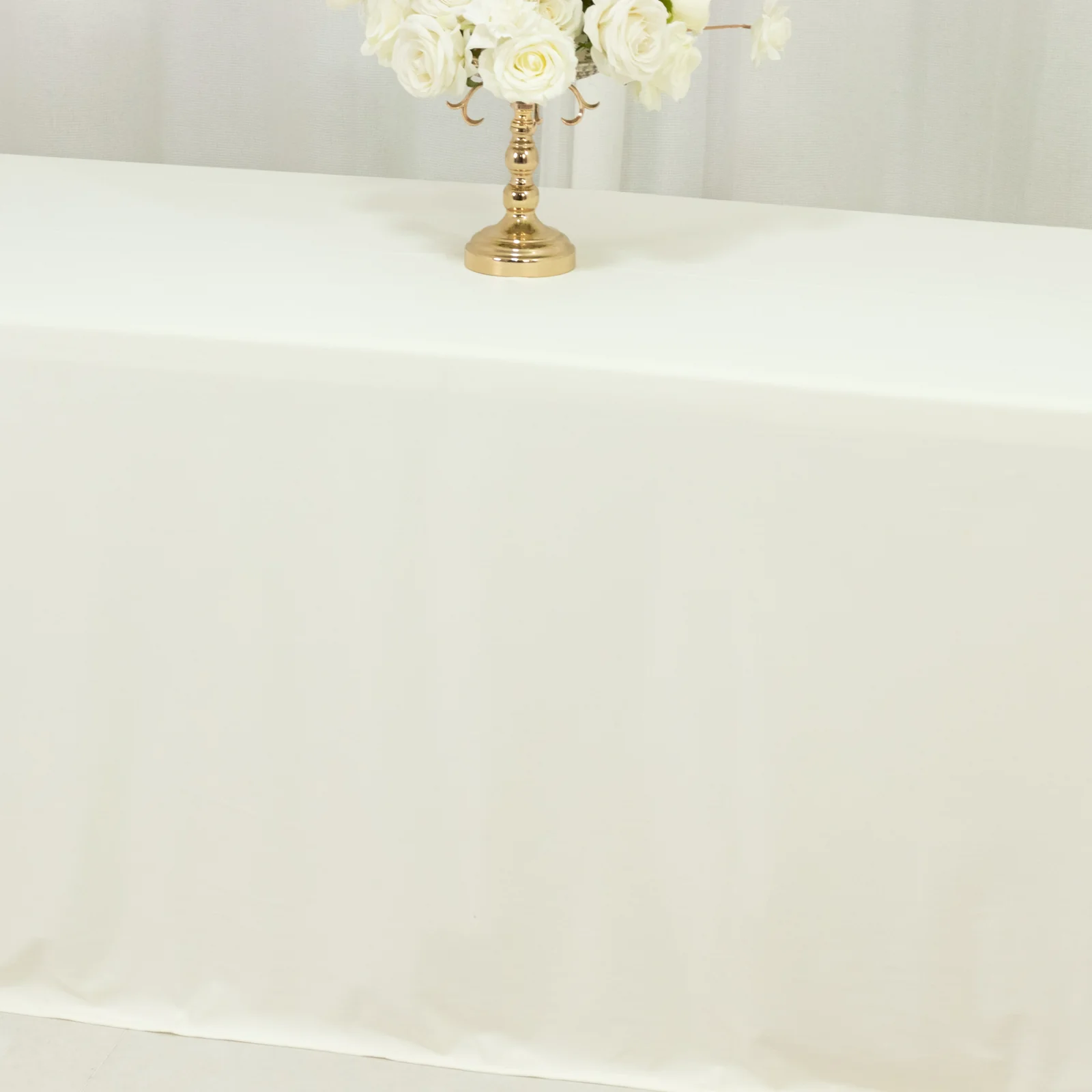 Scuba Rectangular Tablecloth 90"x156" Ivory with Rounded Corners – Wrinkle Free, Stain Resistant, Seamless Table Cover - Image 6