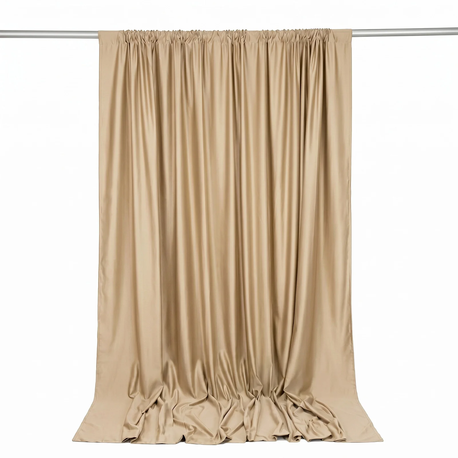 Scuba Polyester Backdrop Curtain Beige 10ftx10ft Durable Flame Resistant Wrinkle-Free Event Drape Panel With Rod Pocket - Image 6