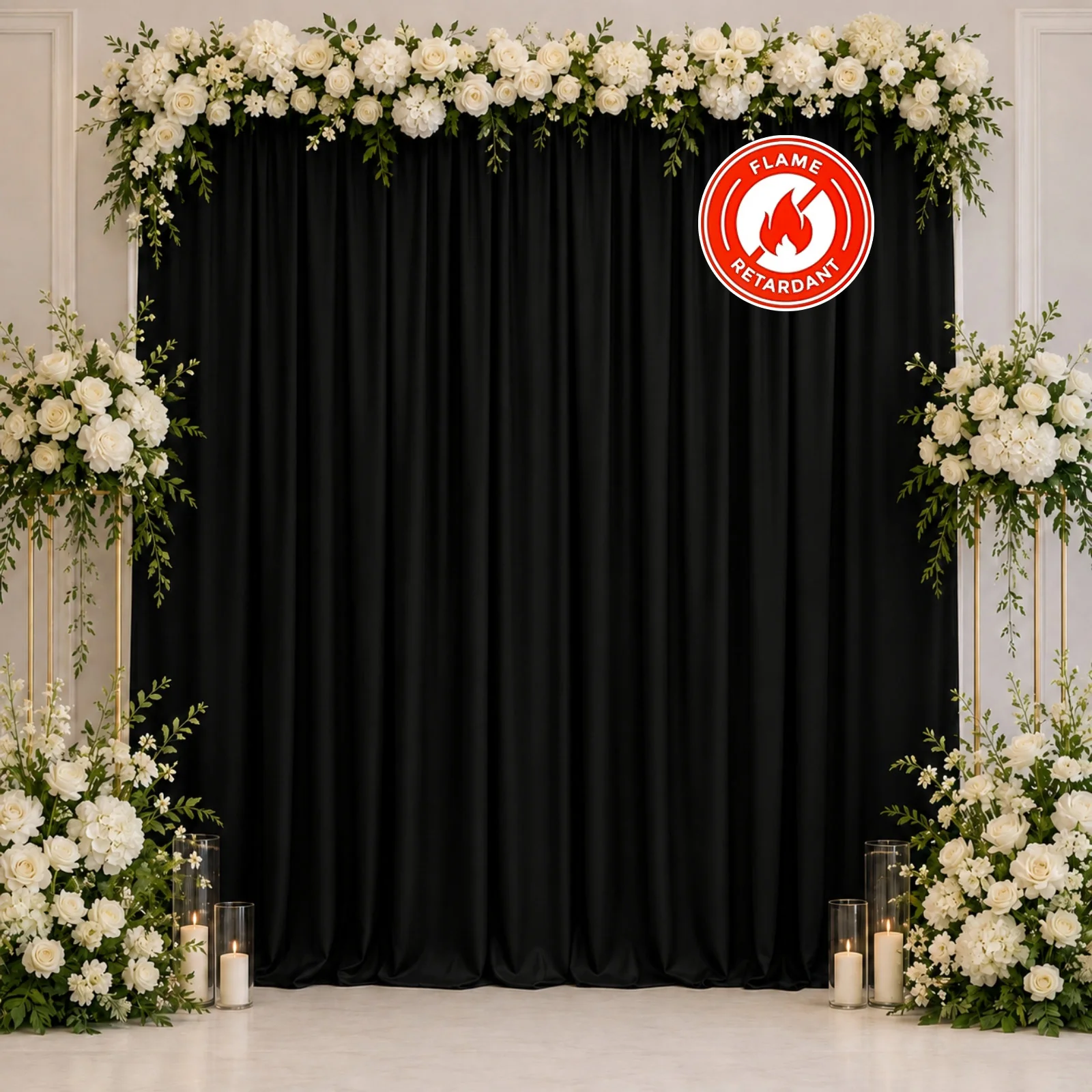 Scuba Polyester Backdrop Curtain Black 10ftx10ft Durable Flame Resistant Wrinkle-Free Event Drape Panel With Rod Pocket - Image 3