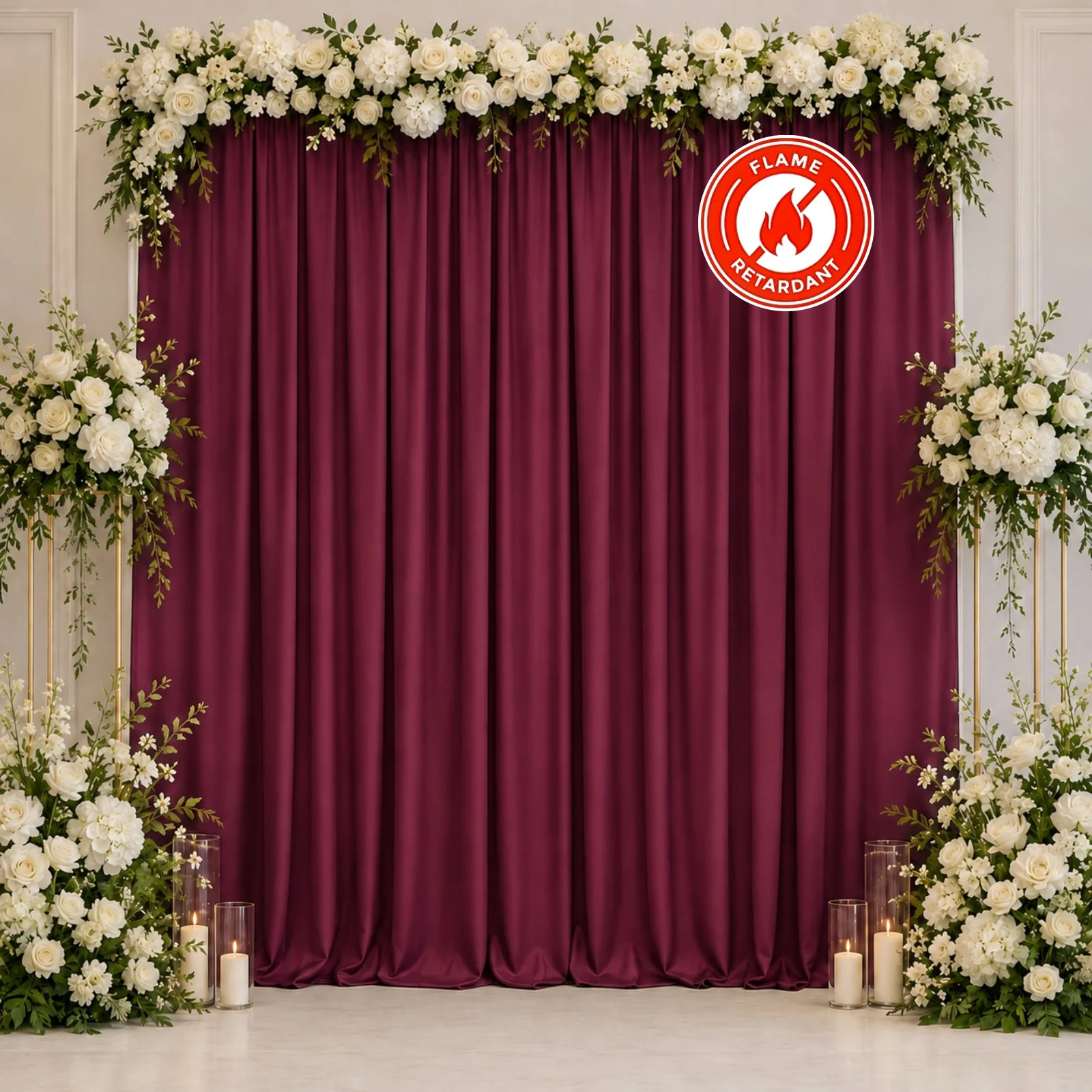 Scuba Polyester Backdrop Curtain Burgundy 10ftx10ft Durable Flame Resistant Wrinkle-Free Event Drape Panel With Rod Pocket - Image 3