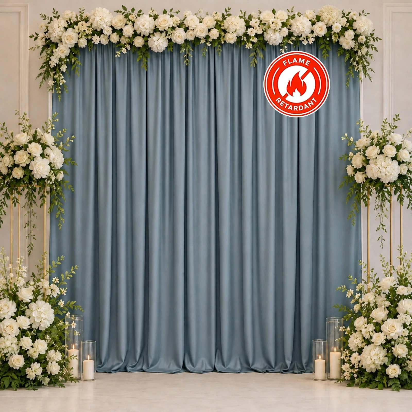 Scuba Polyester Backdrop Curtain Dusty Blue 10ftx10ft Durable Flame Resistant Wrinkle-Free Event Drape Panel With Rod Pocket - Image 3