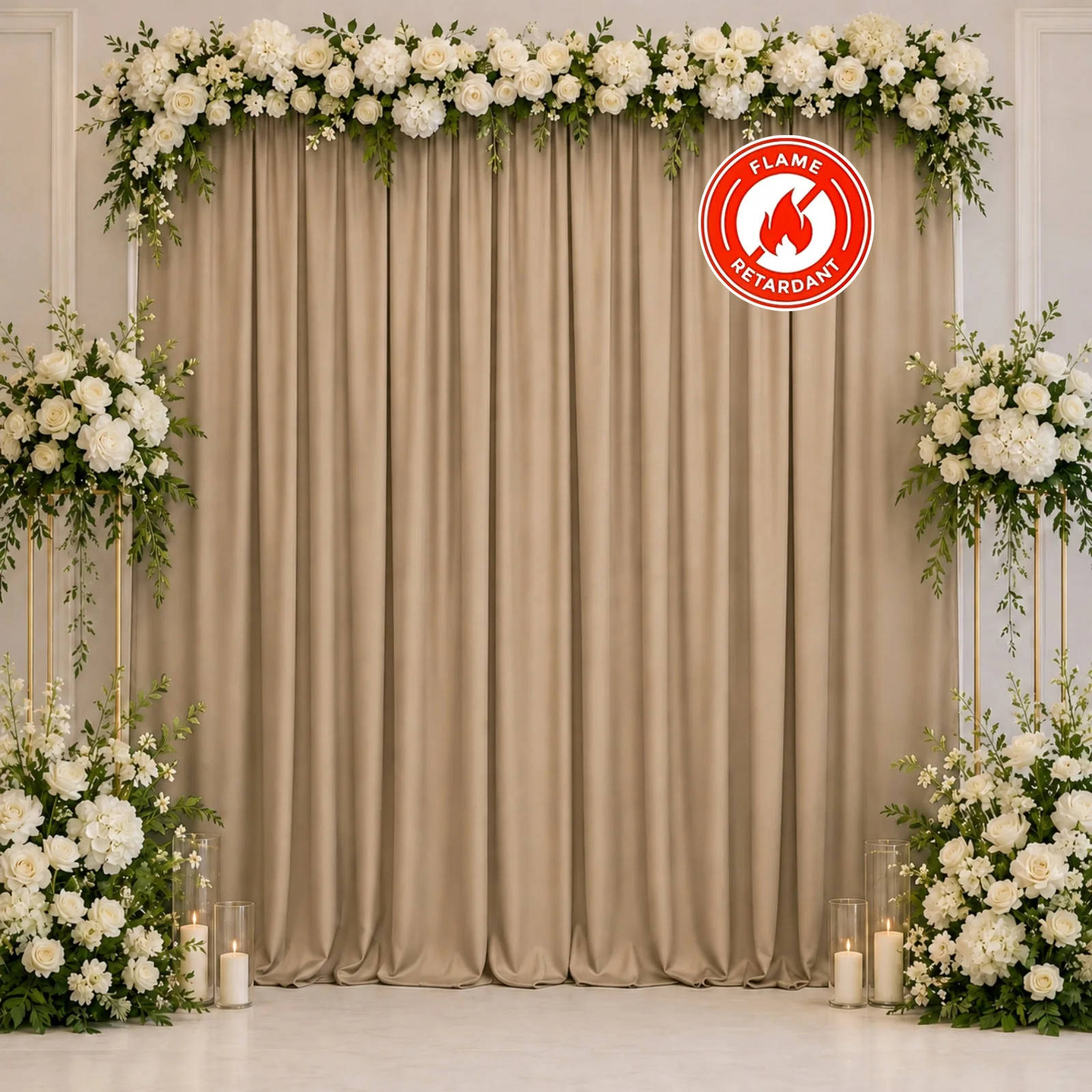 Scuba Polyester Backdrop Curtain Nude 10ftx10ft Durable Flame Resistant Wrinkle-Free Event Drape Panel With Rod Pocket - Image 3