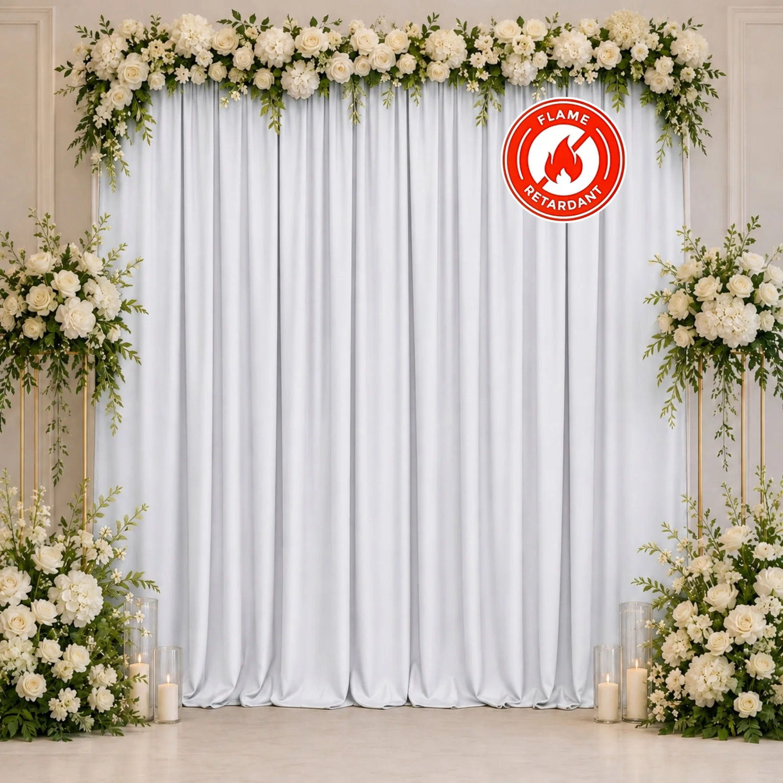 Scuba Polyester Backdrop Curtain White 10ftx10ft Durable Flame Resistant Wrinkle-Free Event Drape Panel With Rod Pocket - Image 3