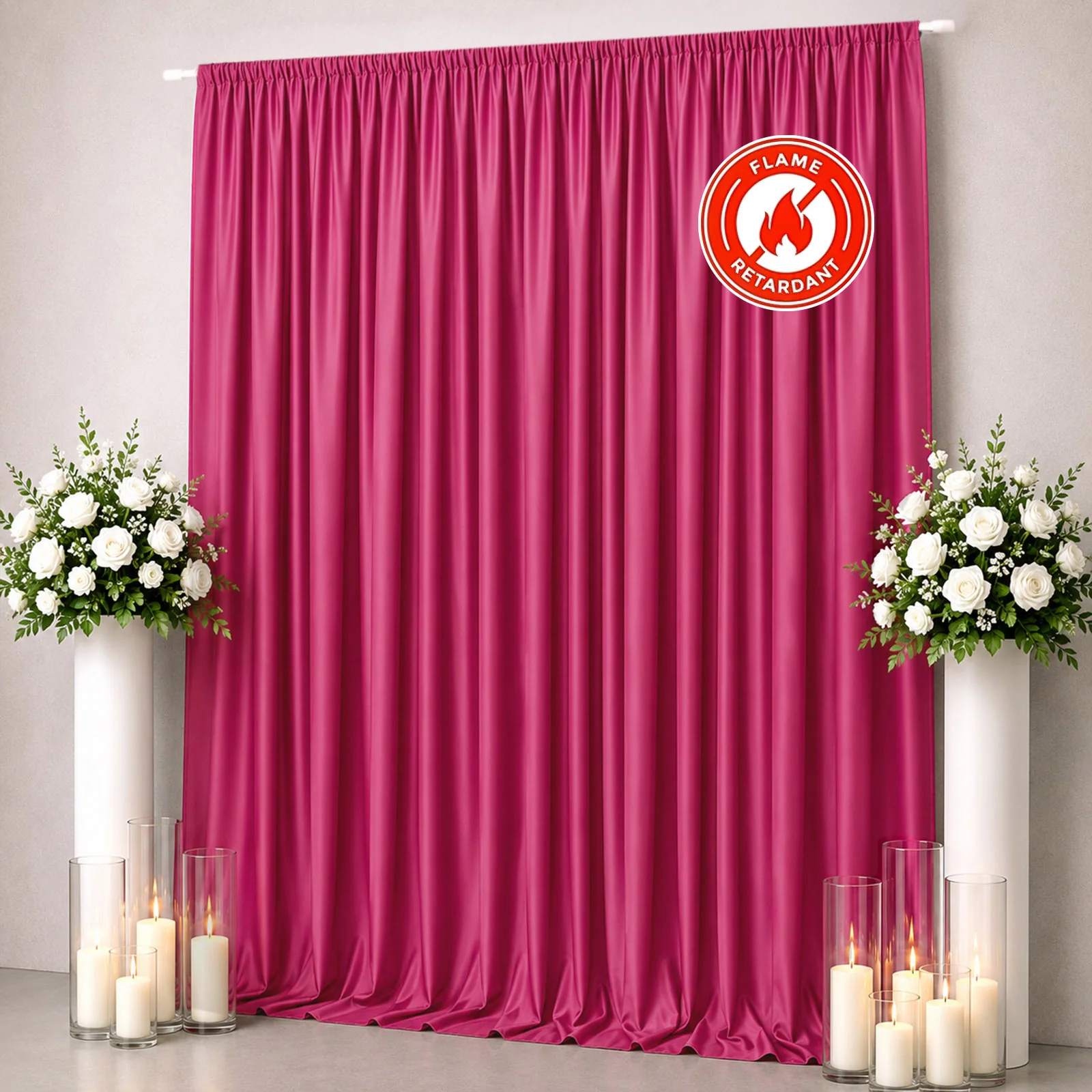 Scuba Polyester Backdrop Curtain Fuchsia 10ftx12ft Durable Flame Resistant Wrinkle-Free Event Drape Panel With Rod Pocket - Image 3