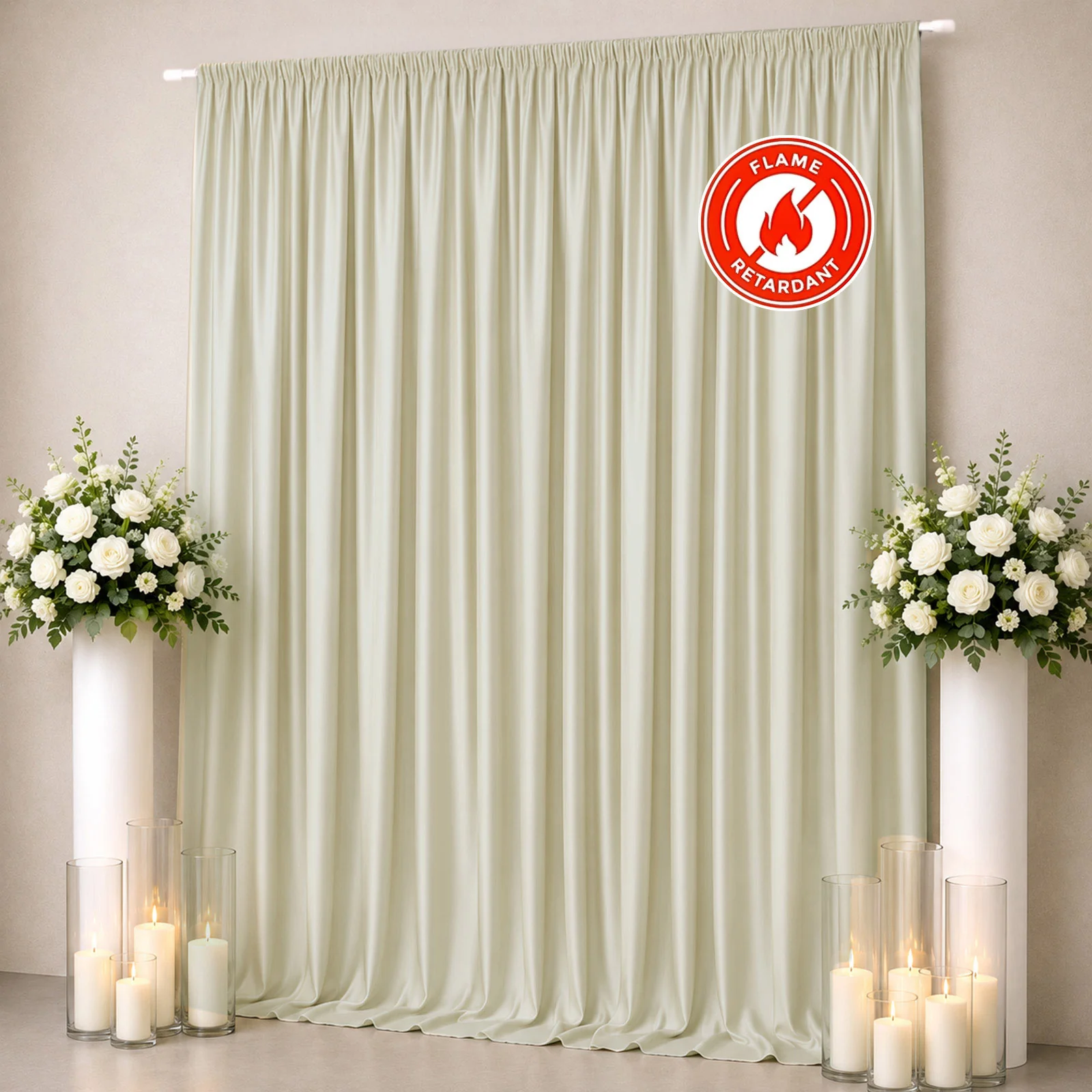 Scuba Polyester Backdrop Curtain Ivory 10ftx12ft Durable Flame Resistant Wrinkle-Free Event Drape Panel With Rod Pocket - Image 3