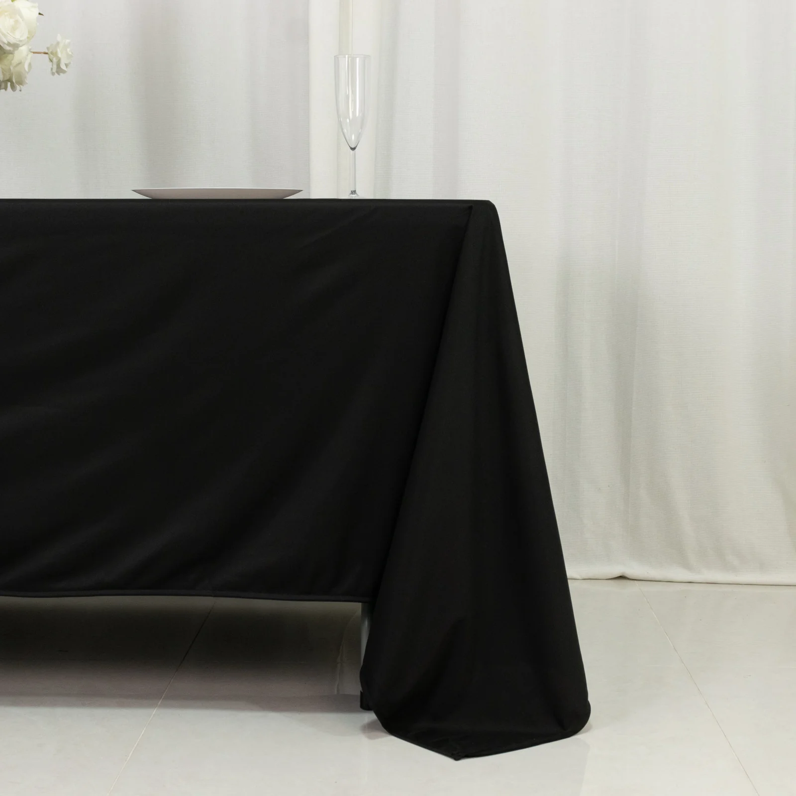 Scuba Rectangular Tablecloth 72"x120" Black - Wrinkle Free Table Cover - Image 2