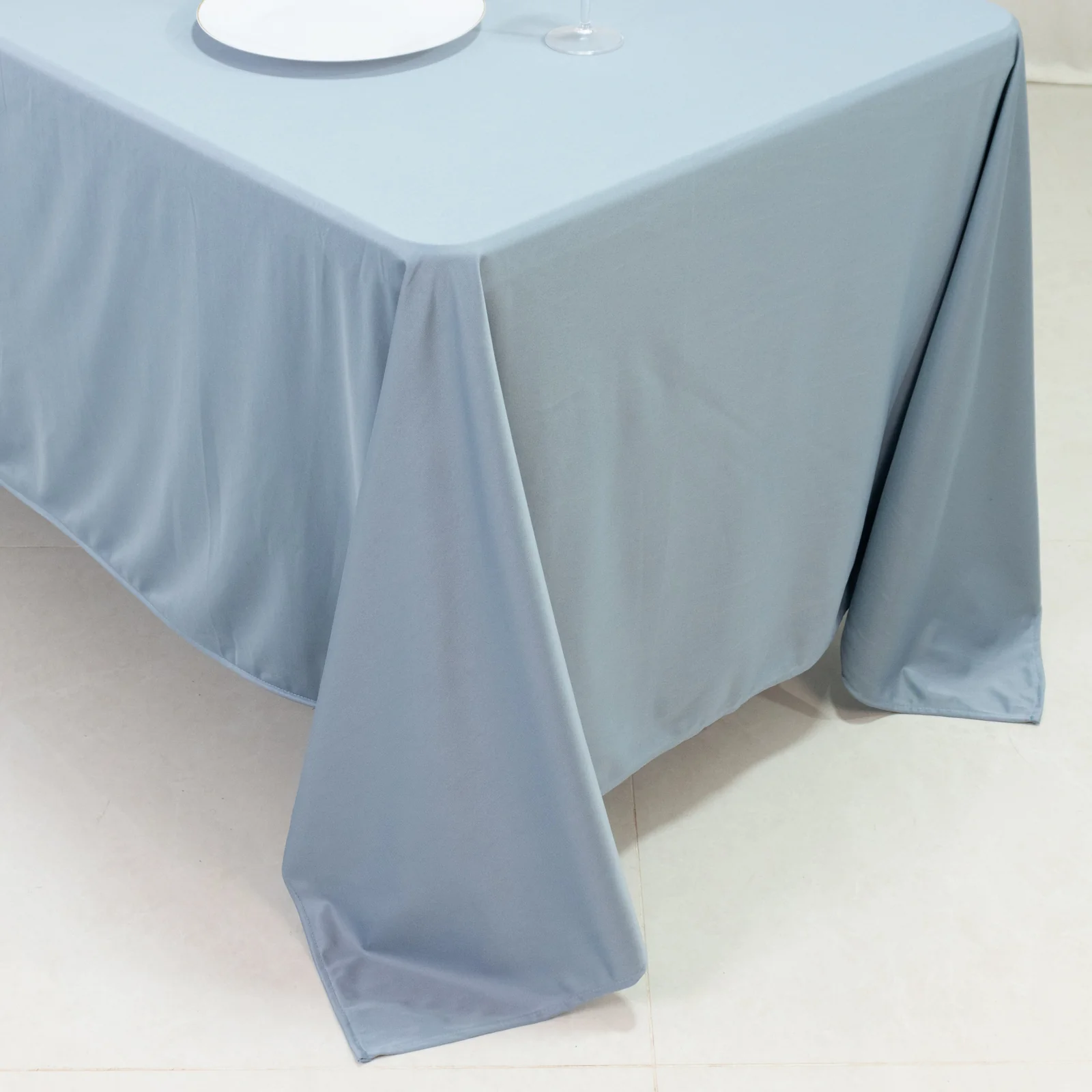Scuba Rectangular Tablecloth 72"x120" Dusty Blue - Wrinkle Free Table Cover - Image 6