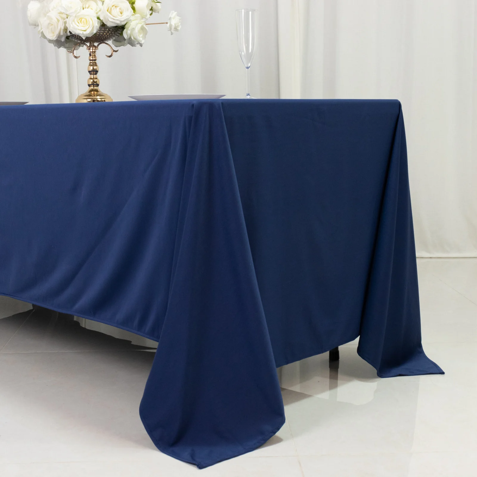 Scuba Rectangular Tablecloth 72"x120" Navy Blue - Wrinkle Free Table Cover - Image 10